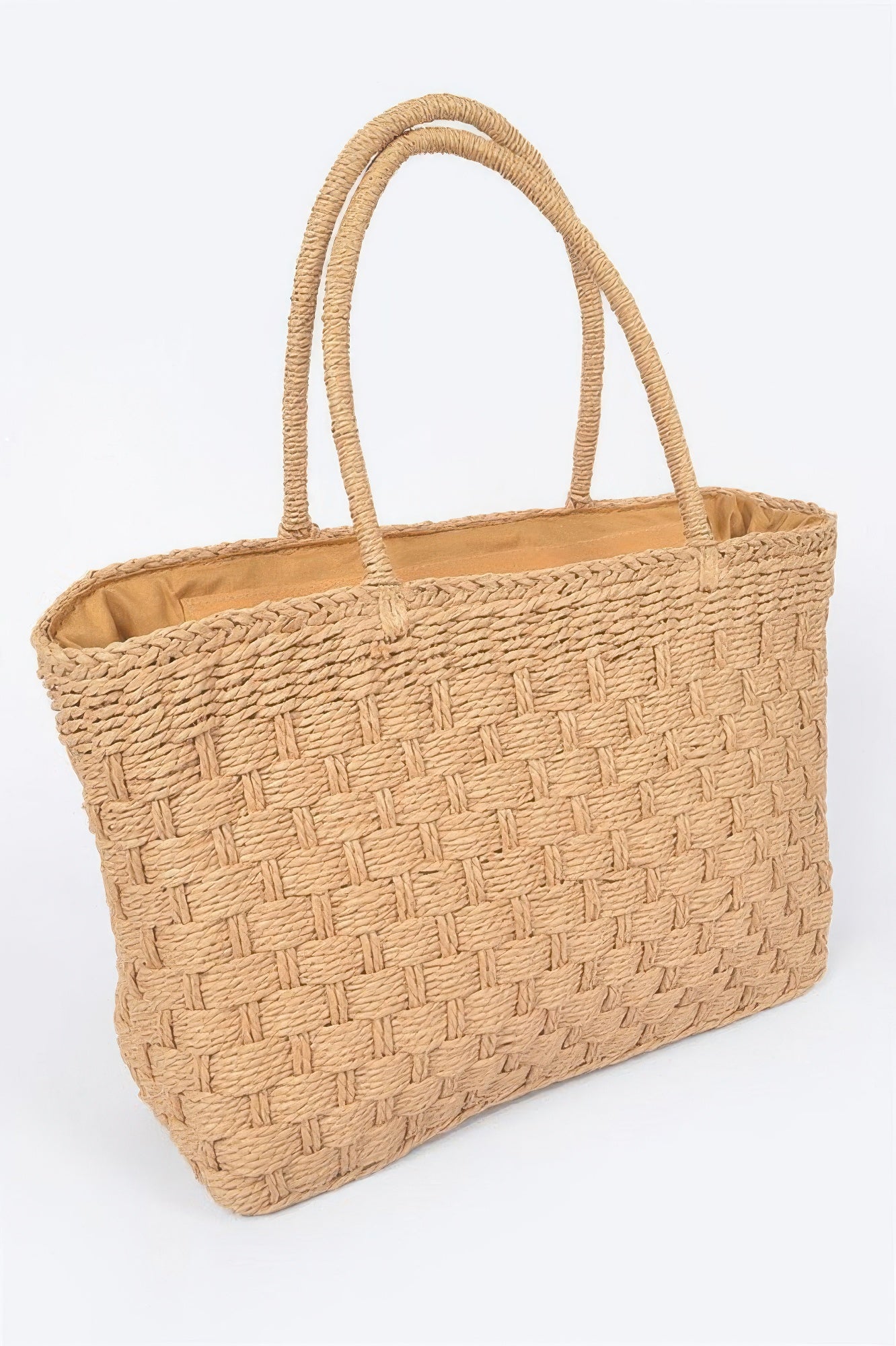 Woven Straw Tote Bag With Textured Weave Secondary image