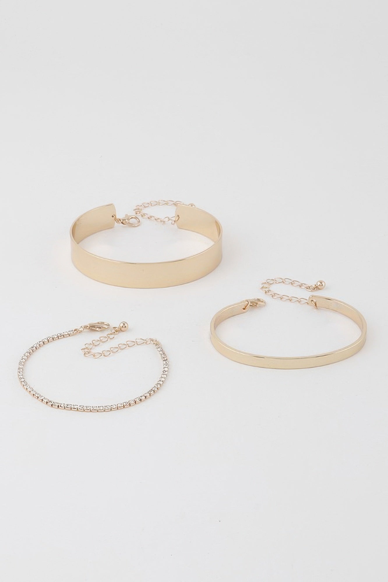 Gold Triple-Band Jewel Accent Bracelet Secondary image