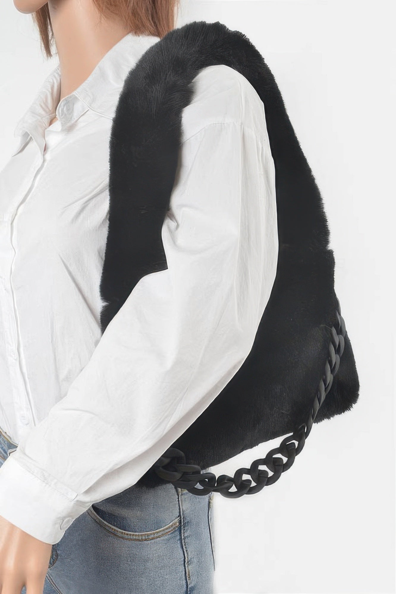 Plush Faux Fur Chain Strap Shoulder Bag Secondary image