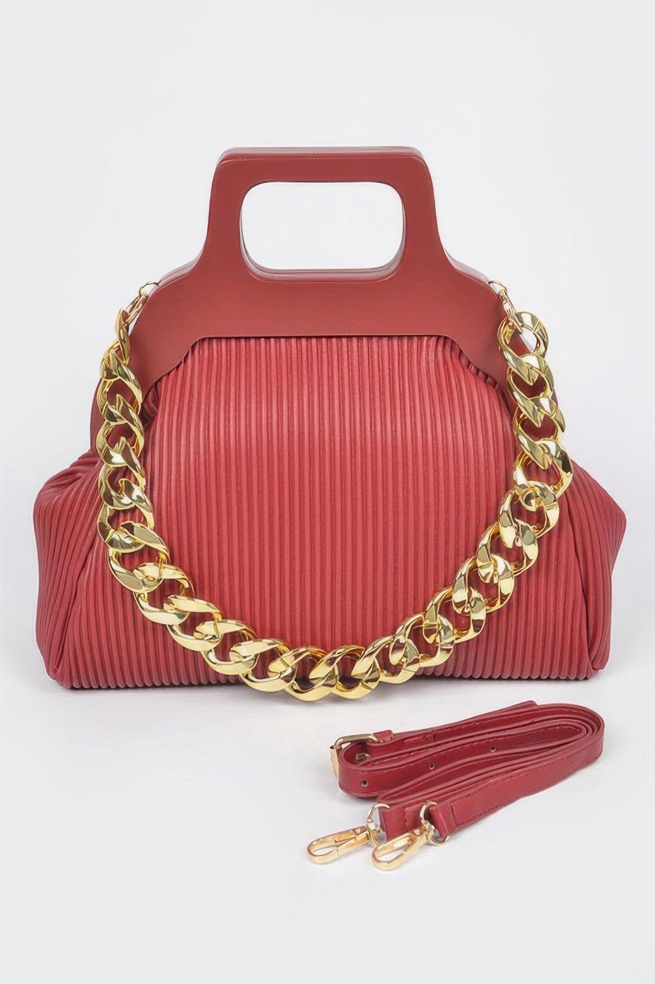 Pleated Top-Handle Chain Bag Secondary image