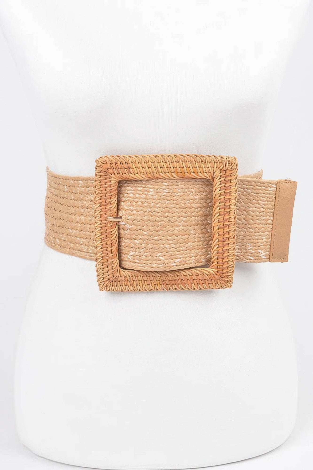 Wide Stretch Belt with Woven Bamboo Buckle Secondary image