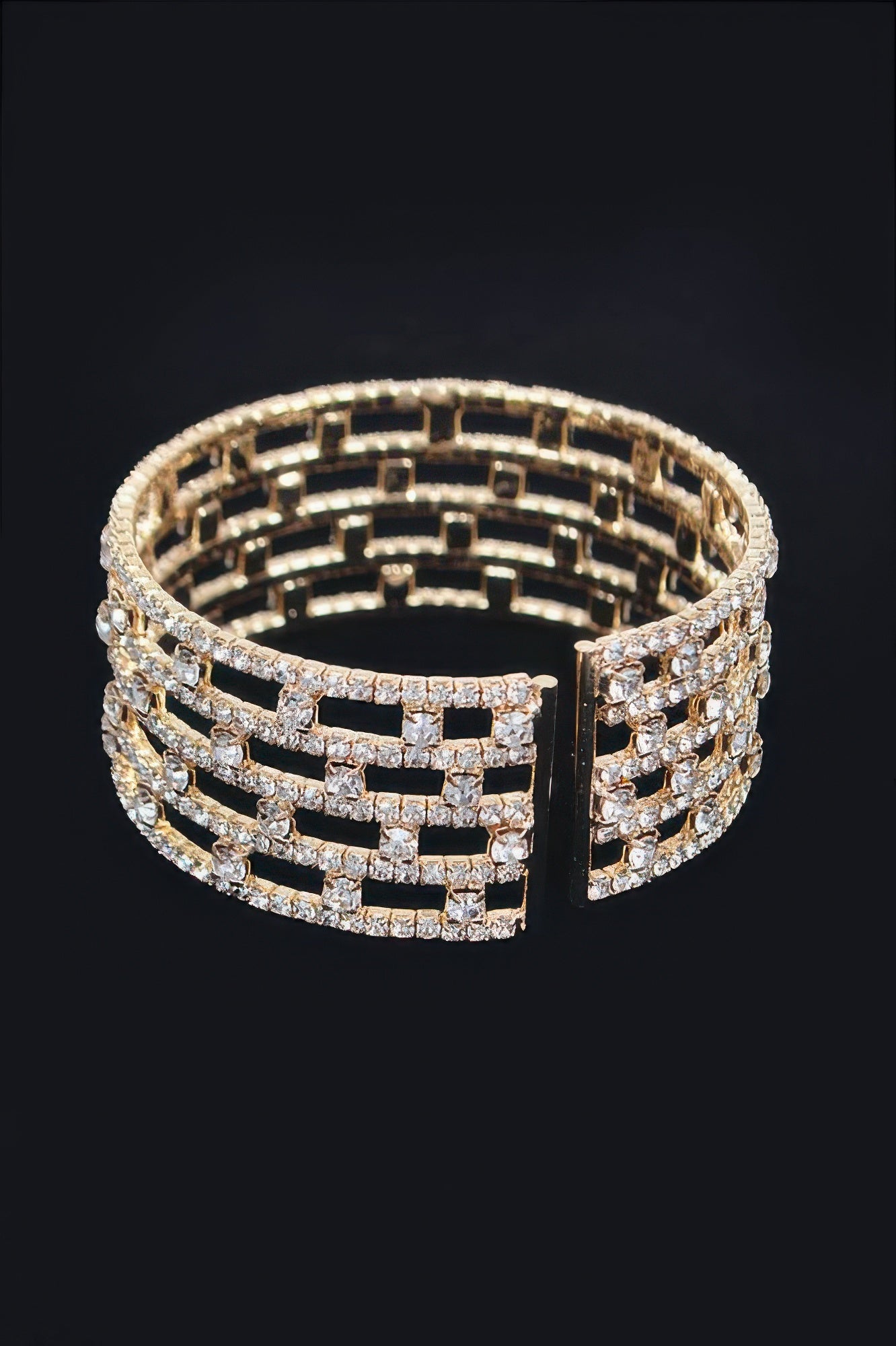 Clear Rhinestone Lattice Bangle Bracelet Secondary image