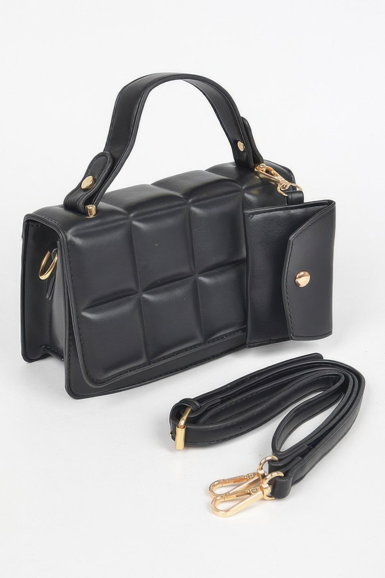 Quilted Structured Top Handle Crossbody Bag Secondary image