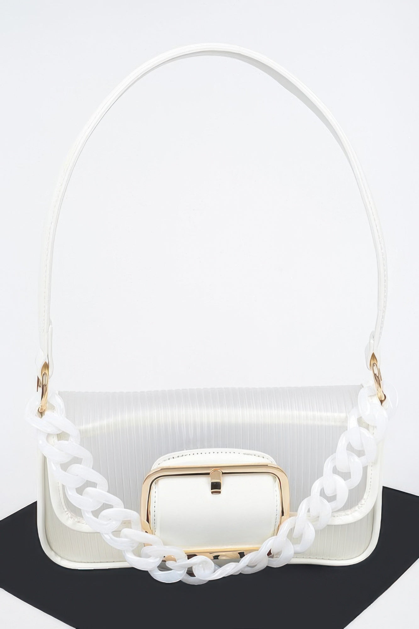 Translucent Buckle Crossbody Bag with Chain Strap Secondary image