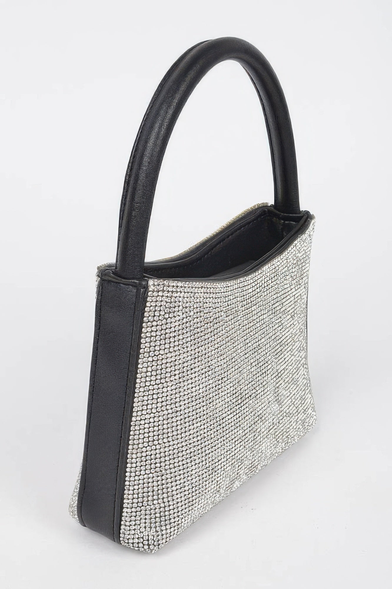 Black Rhinestone Structured Top Handle Bag Secondary image