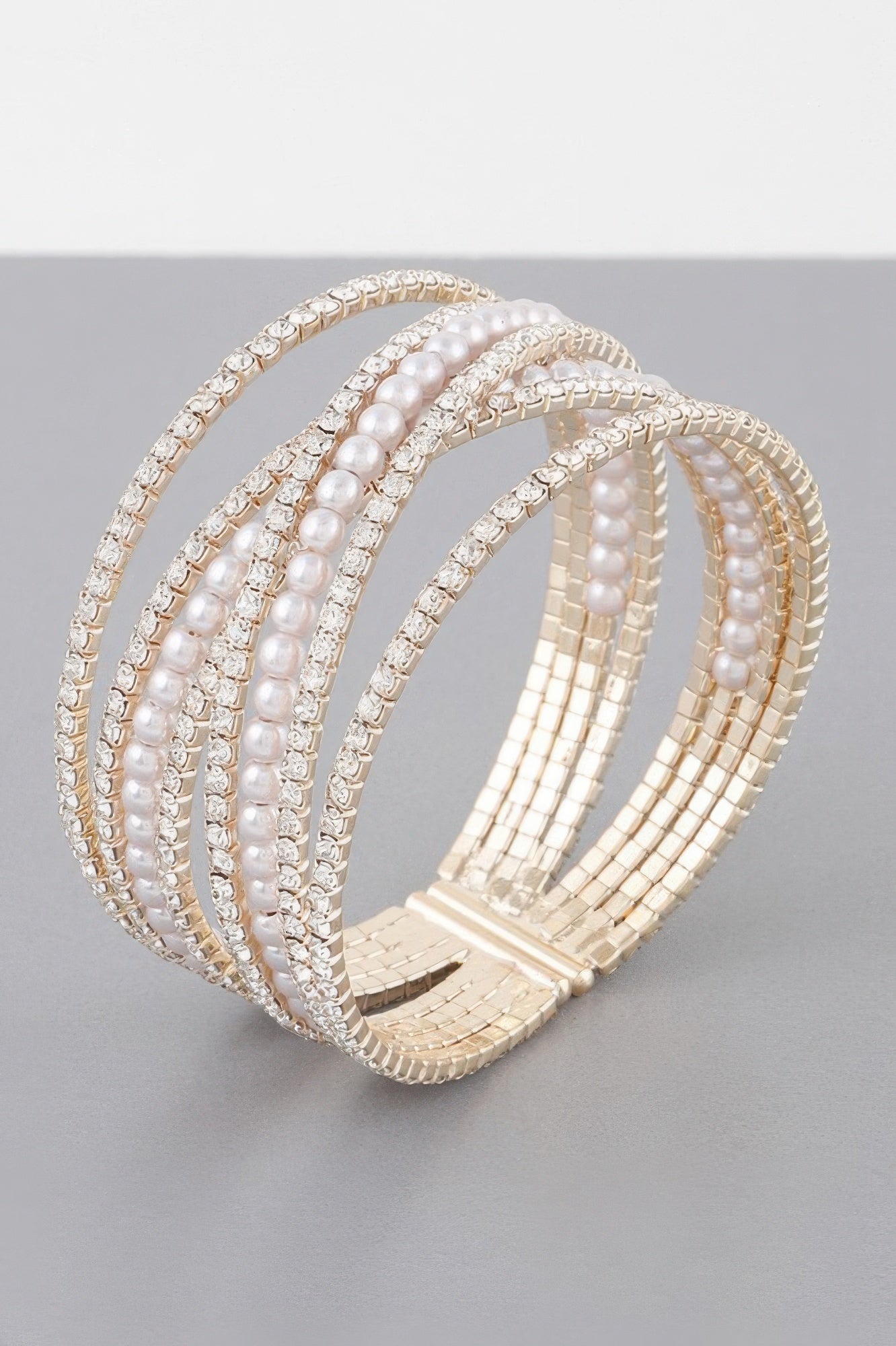 Multi-Strand Jewel Accent Cuff Bracelet Secondary image