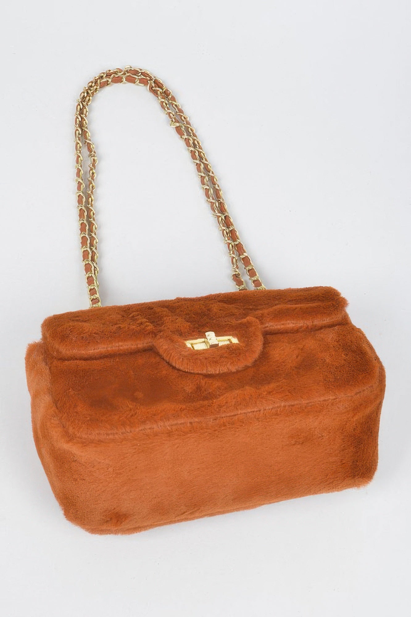 Textured Faux Wool Chain Flap Shoulder Bag Secondary image