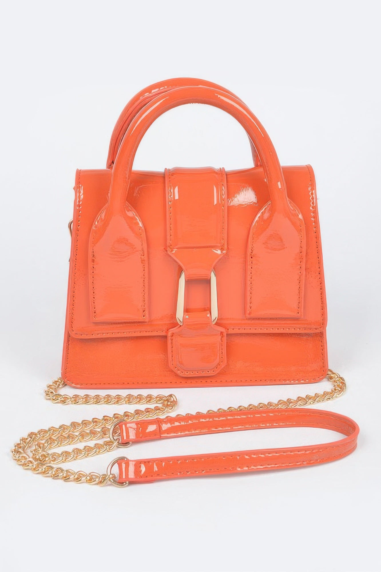 Glossy Structured Top Handle Crossbody Bag Secondary image