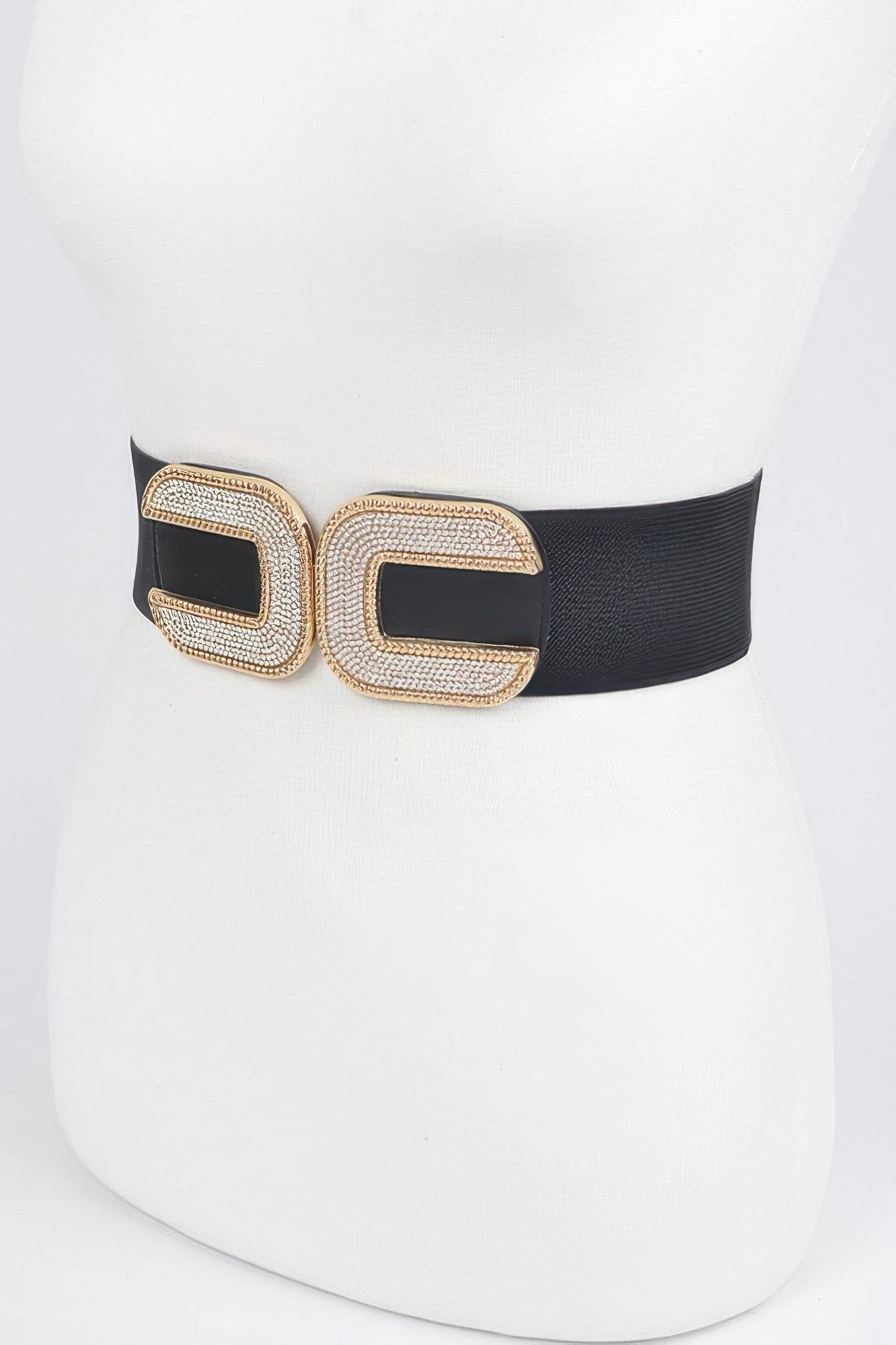 Wide Stretch Belt with Sparkling Rhinestone Buckle Secondary image