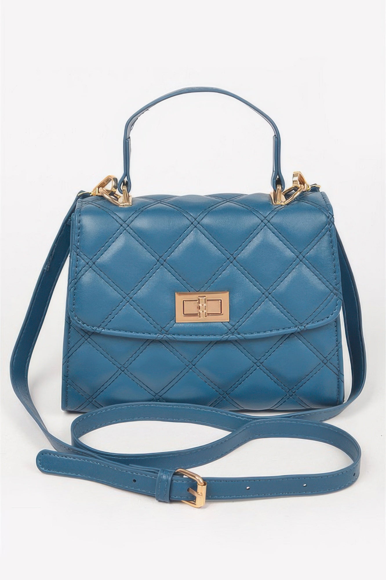 Quilted Flap Crossbody Bag with Top Handle Secondary image