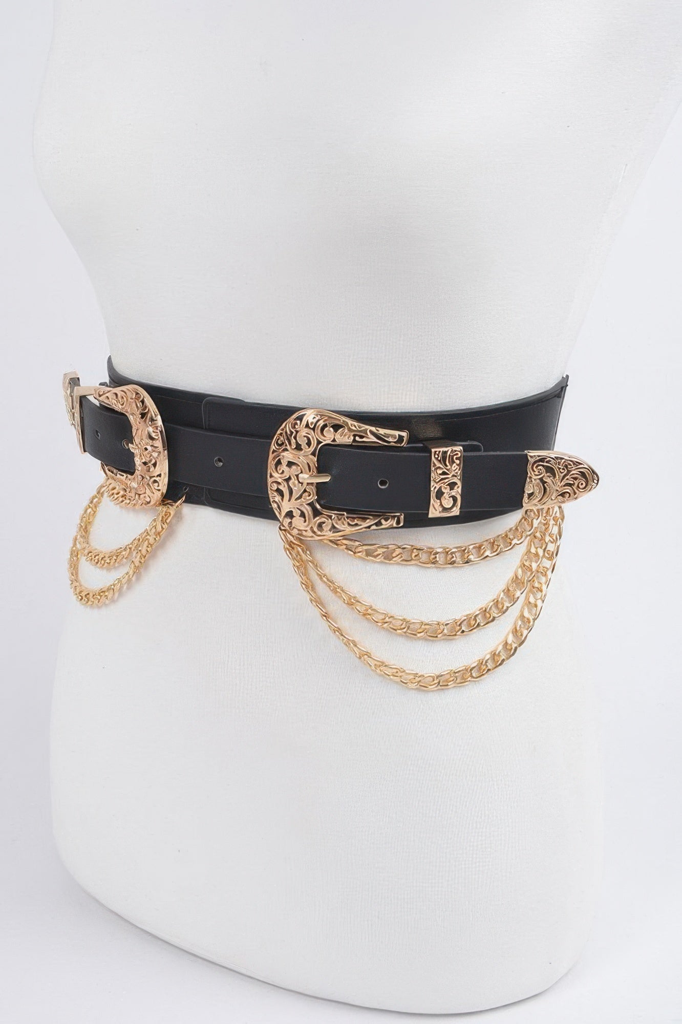Layered Chain Stretch Belt with Ornate Buckles Secondary image