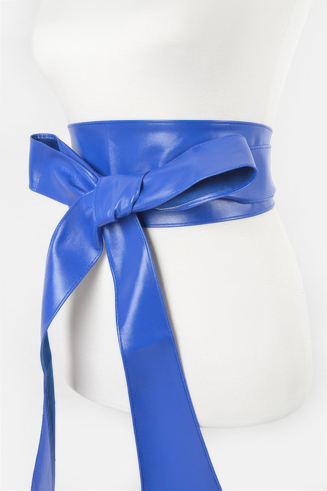 Wide Faux Leather Wrap Belt with Tie Front Secondary image