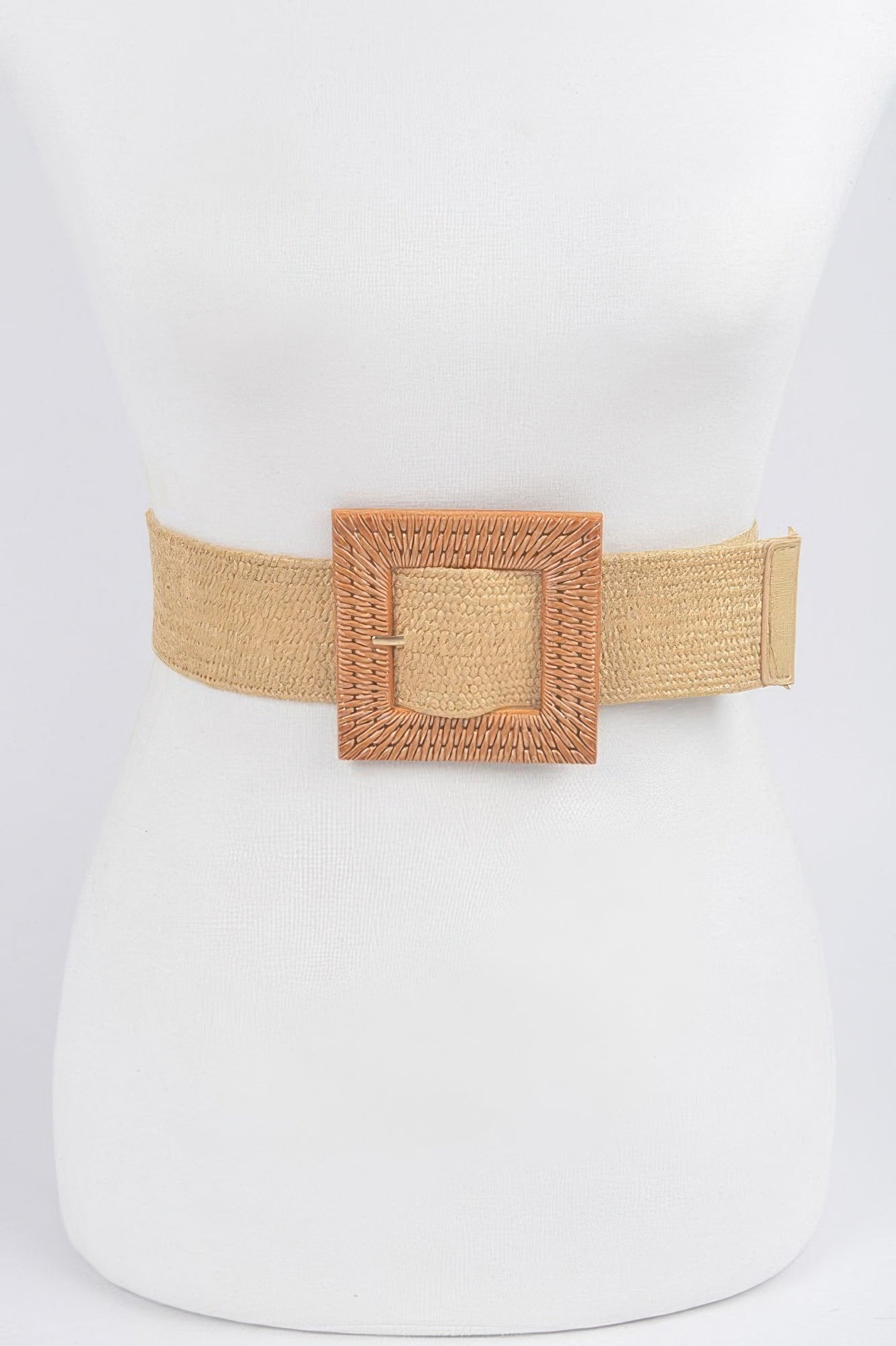Textured Bamboo-Style Buckle Stretch Belt Secondary image