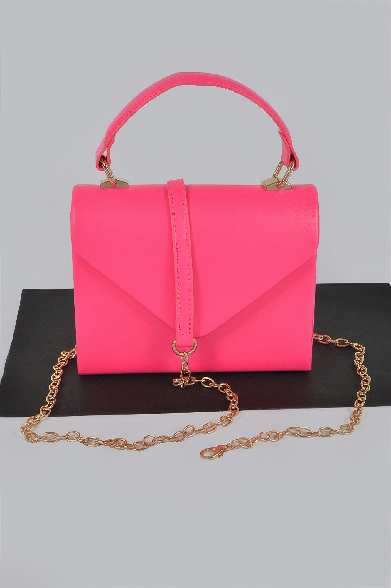 Structured Box Clutch with Top Handle and Chain Strap Secondary image