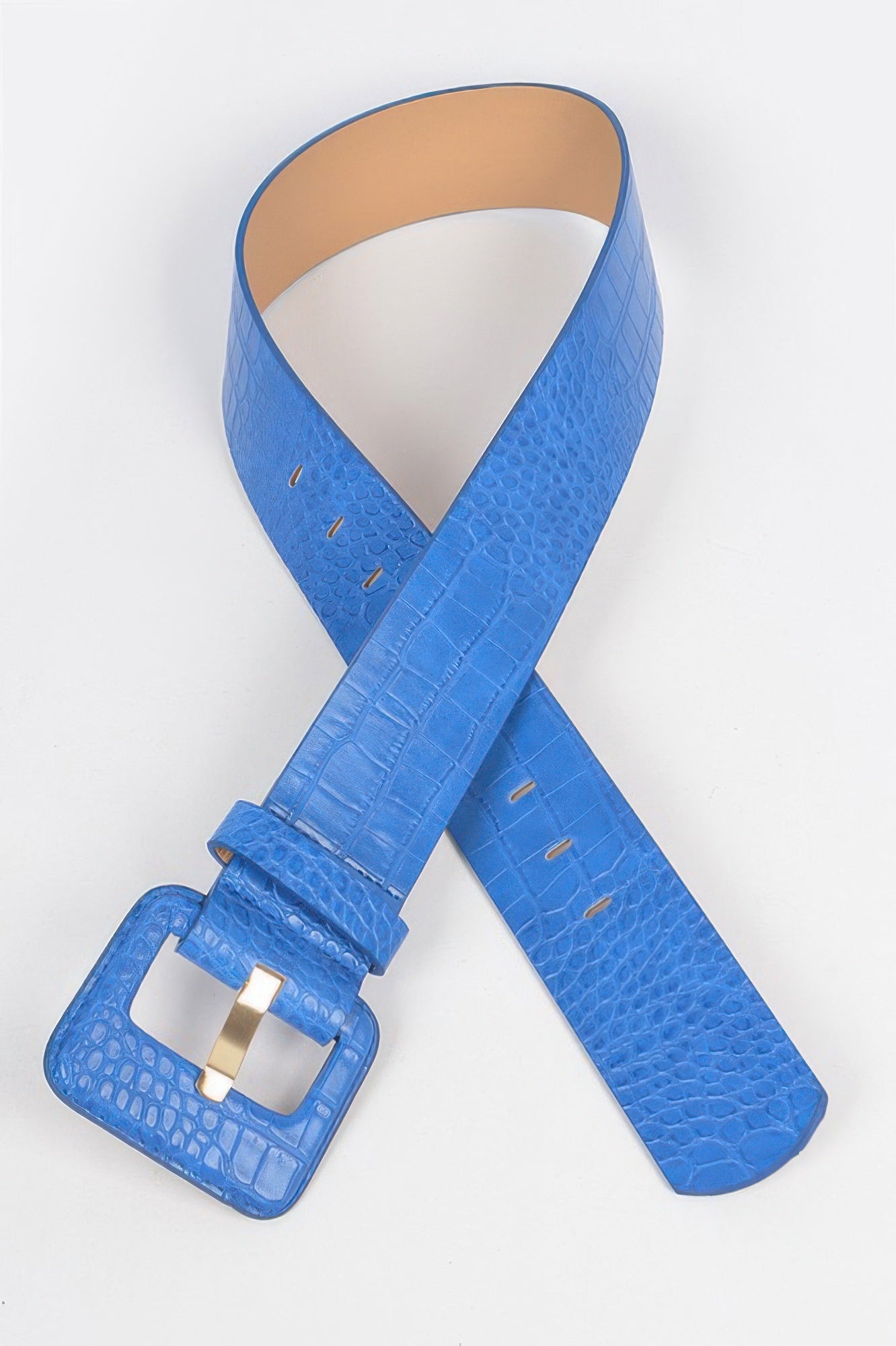 Embossed Faux Croc Waist Belt with Buckle Secondary image