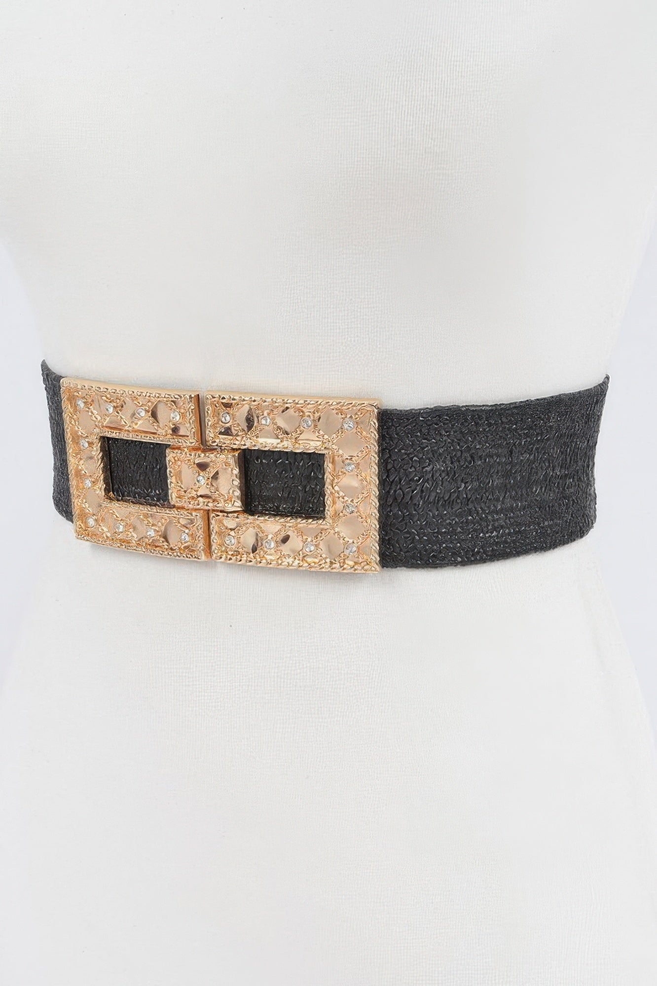 Plus Size Stretch Belt with Rhinestone Buckle Secondary image
