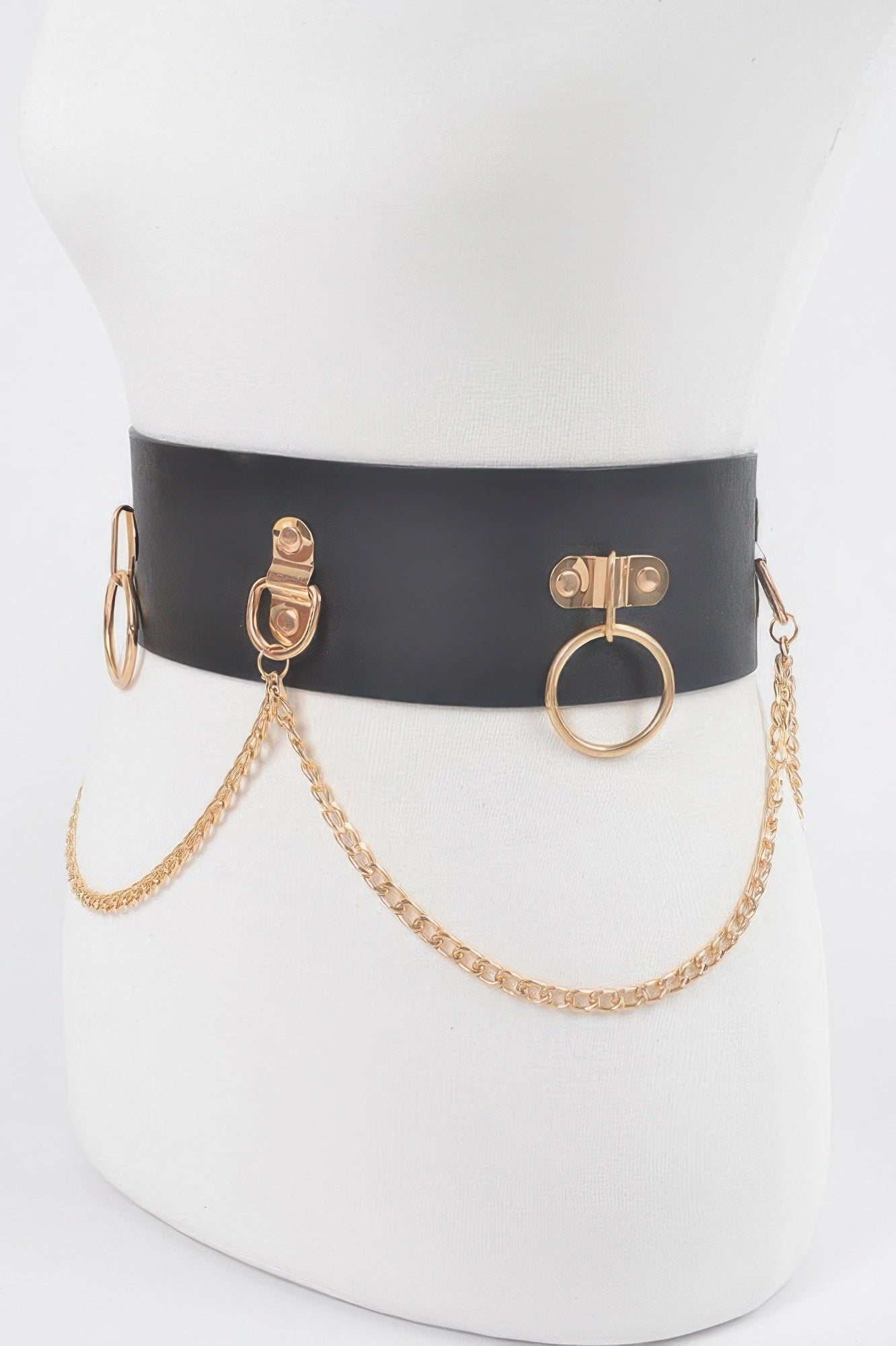 Black and Gold Chain Detail Waist Belt Secondary image