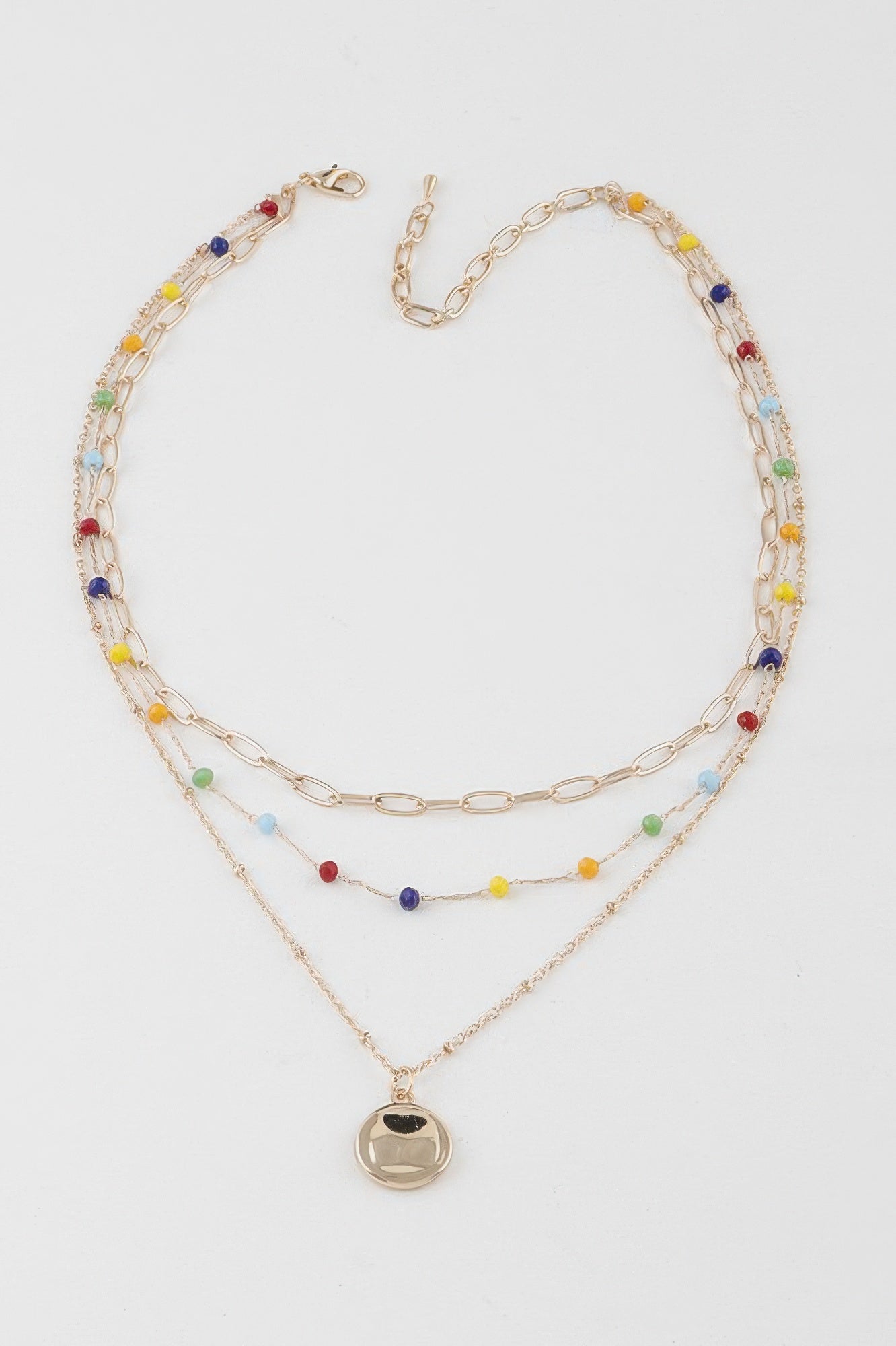 Yellow Multicolor Beaded Layered Pendant Necklace Secondary image