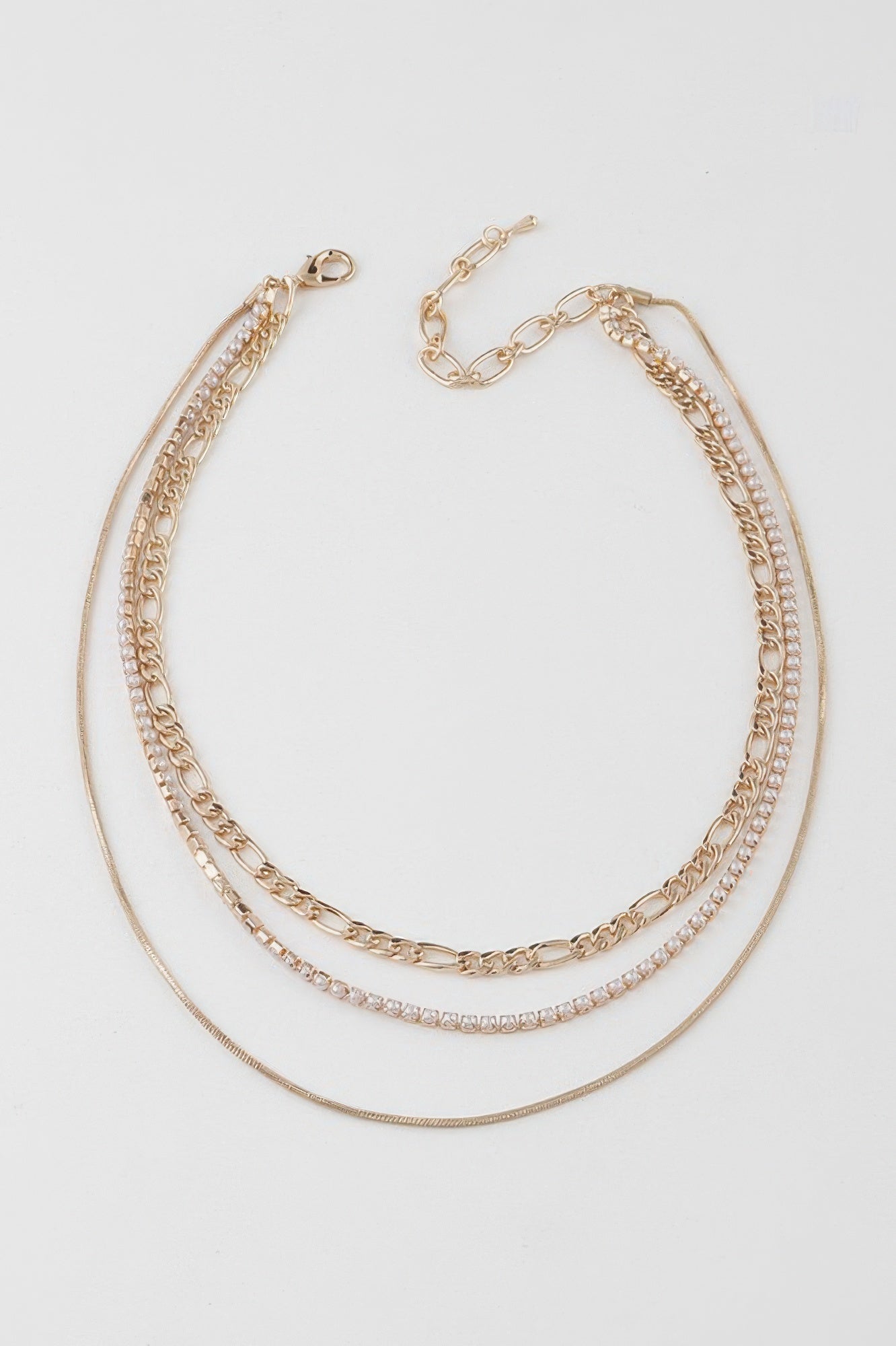 Gold Cream Chain and Bead Necklace Secondary image