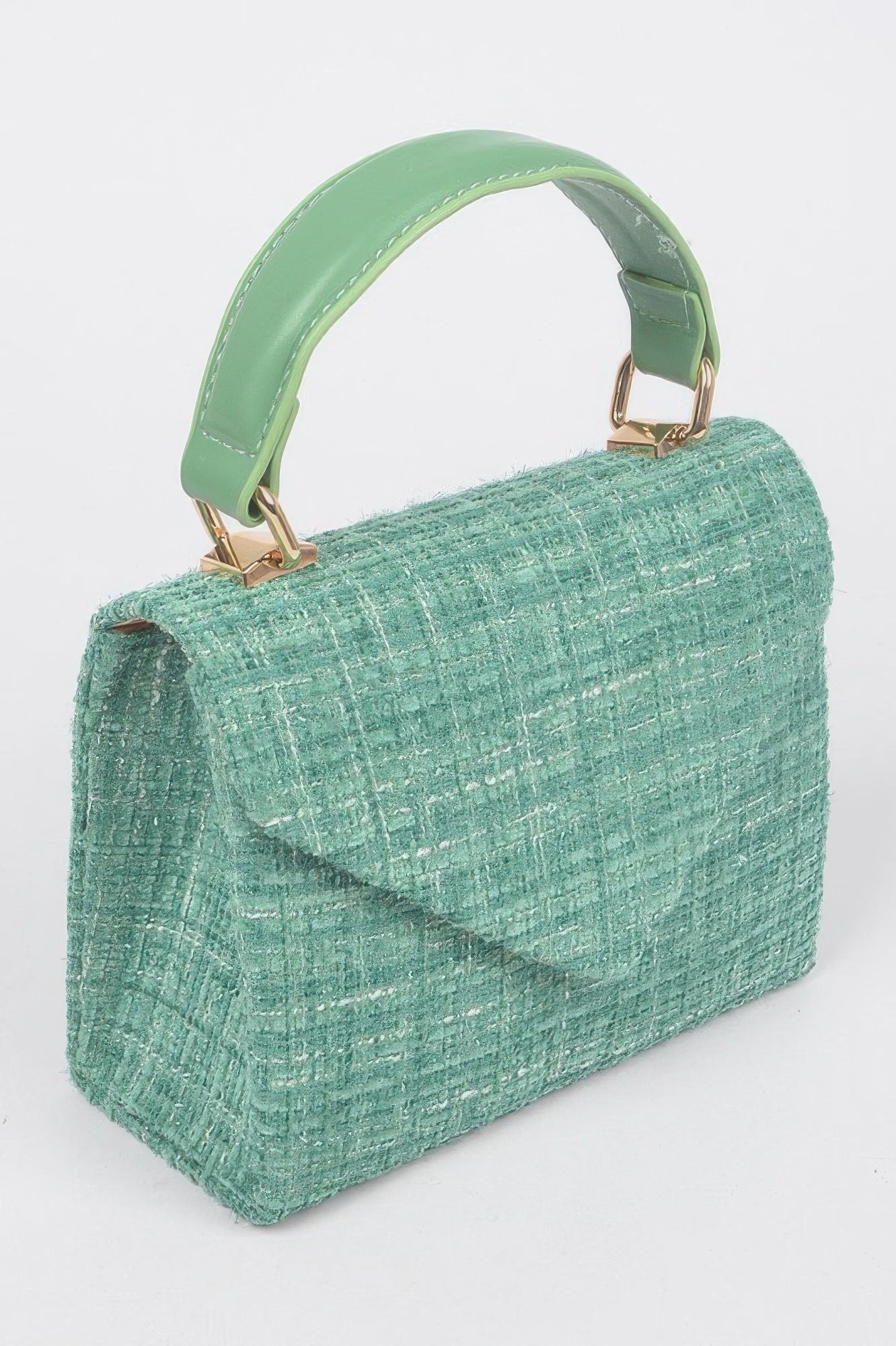 Structured Tweed-Texture Top Handle Bag Secondary image