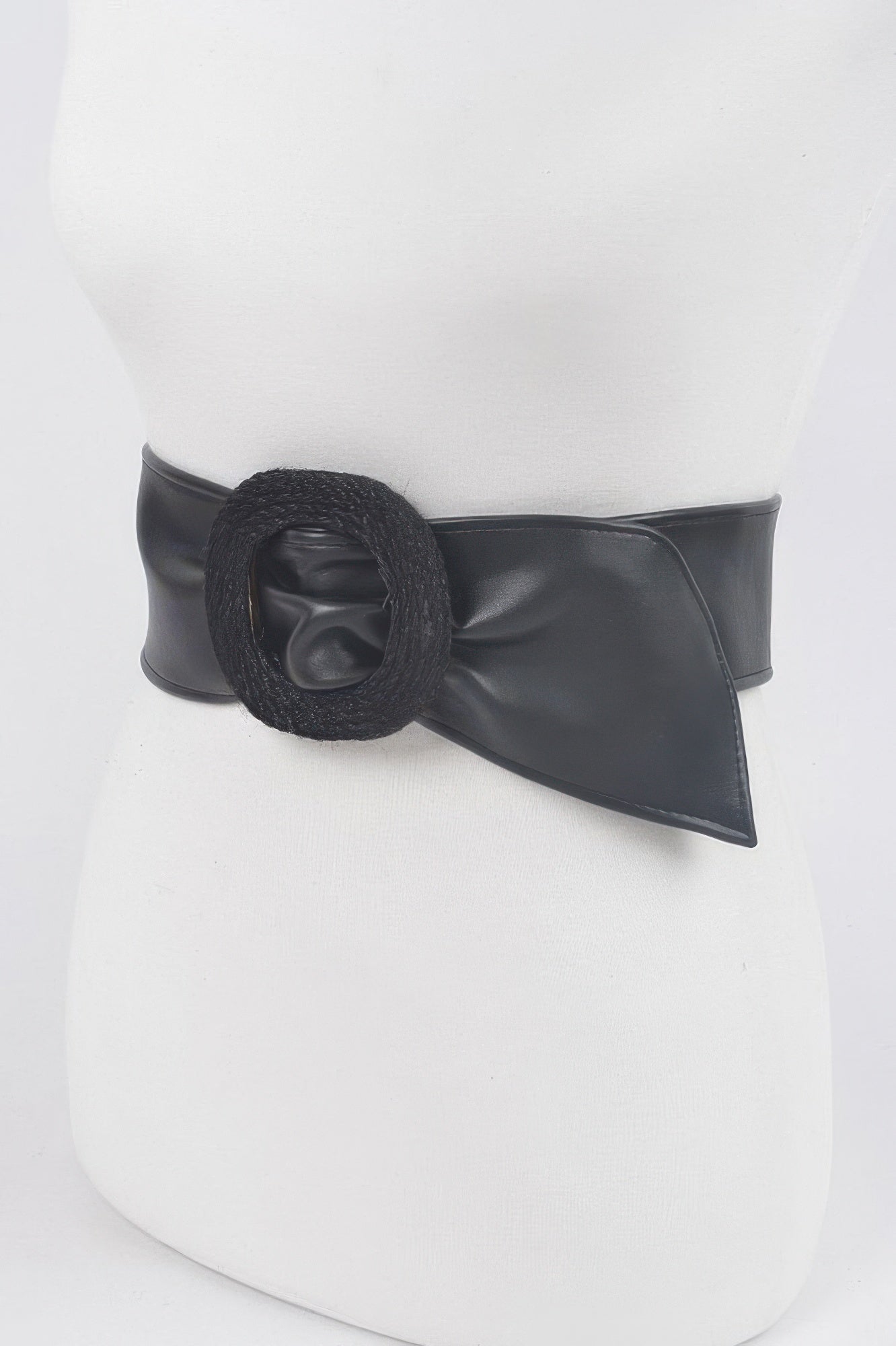 Wide Polyurethane Waist Belt with Round Buckle Secondary image