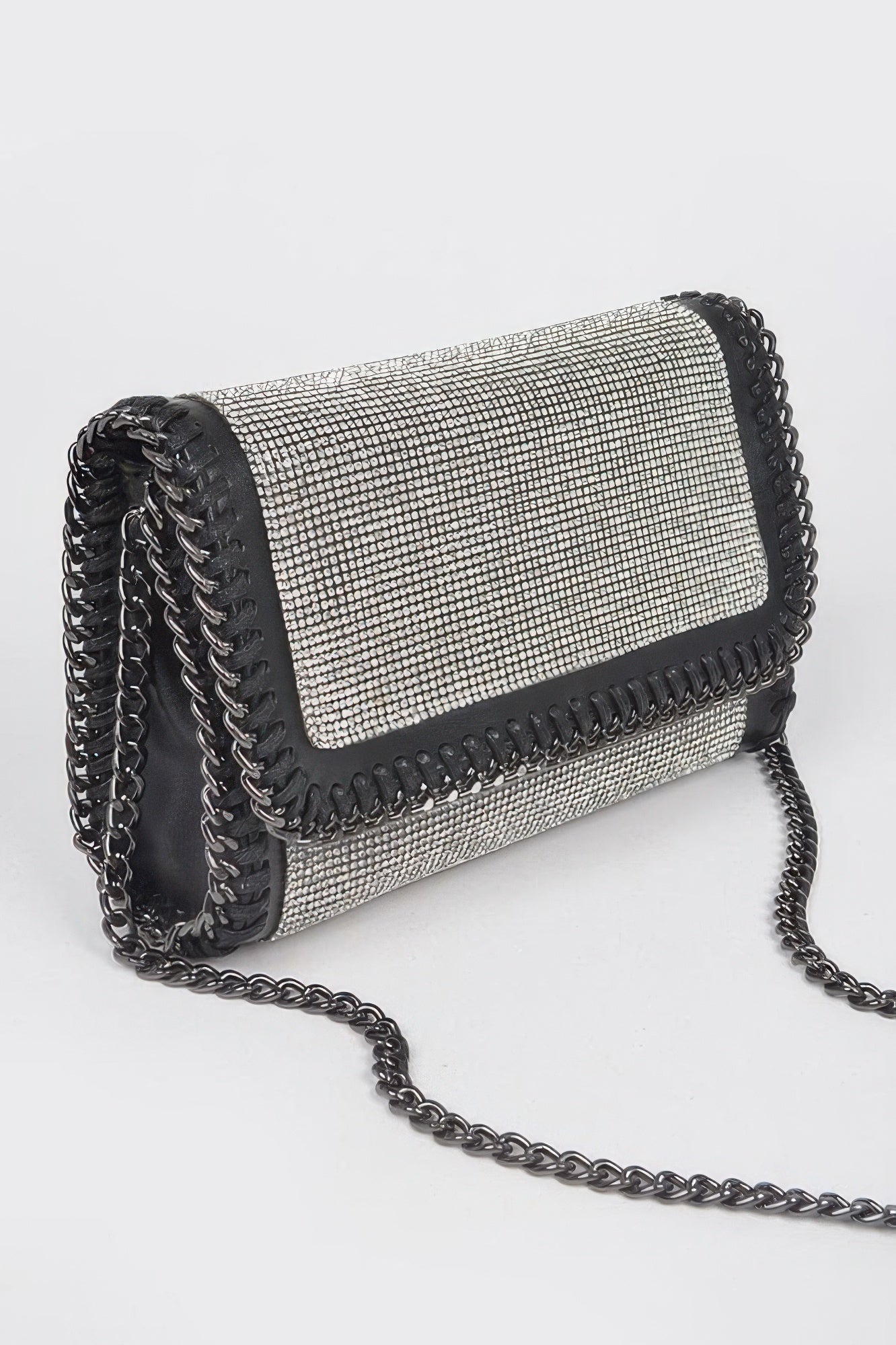 Rhinestone Panel Braided Chain Clutch Secondary image