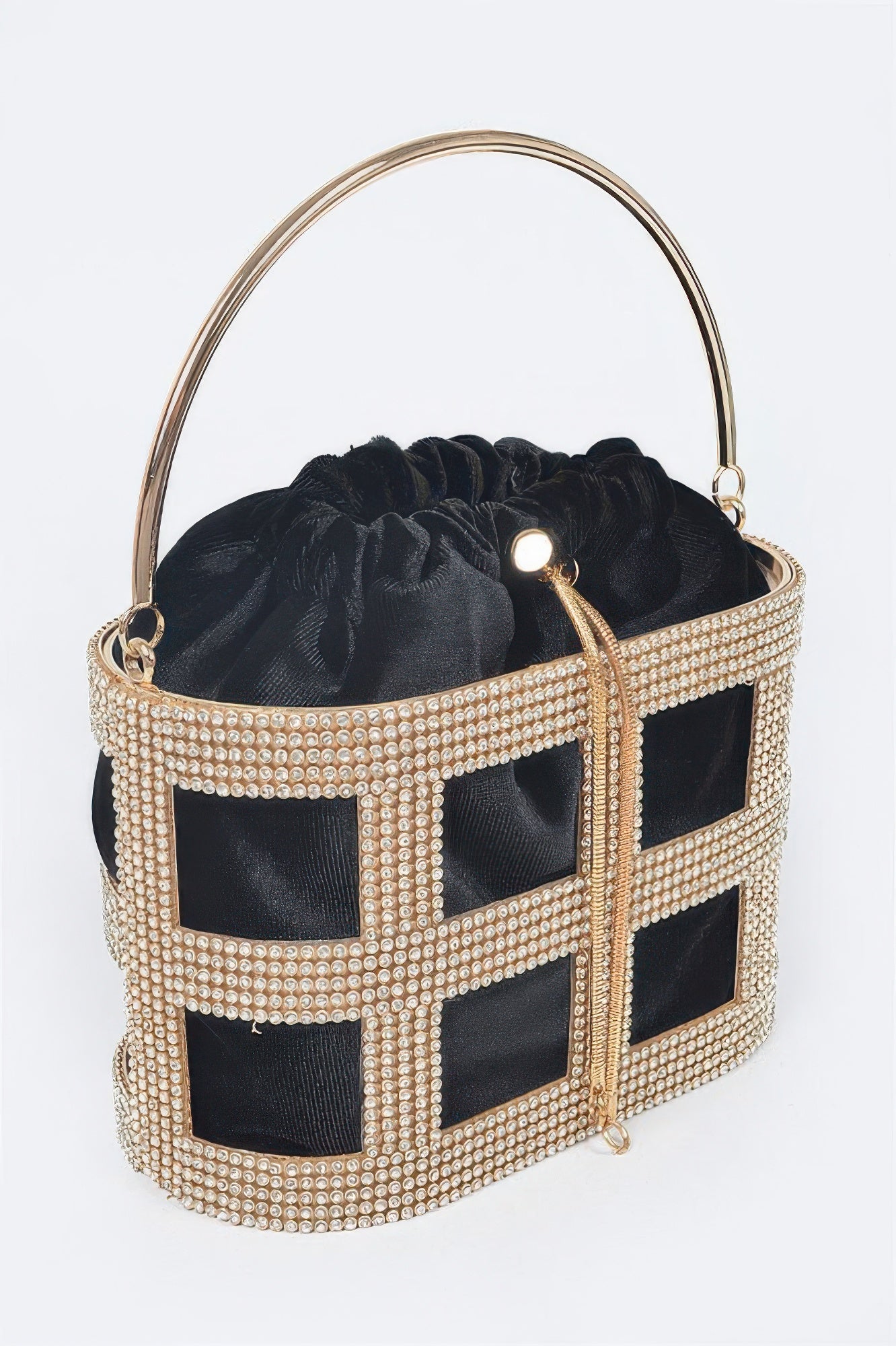 Black Rhinestone Frame Clutch With Metal Handle Secondary image