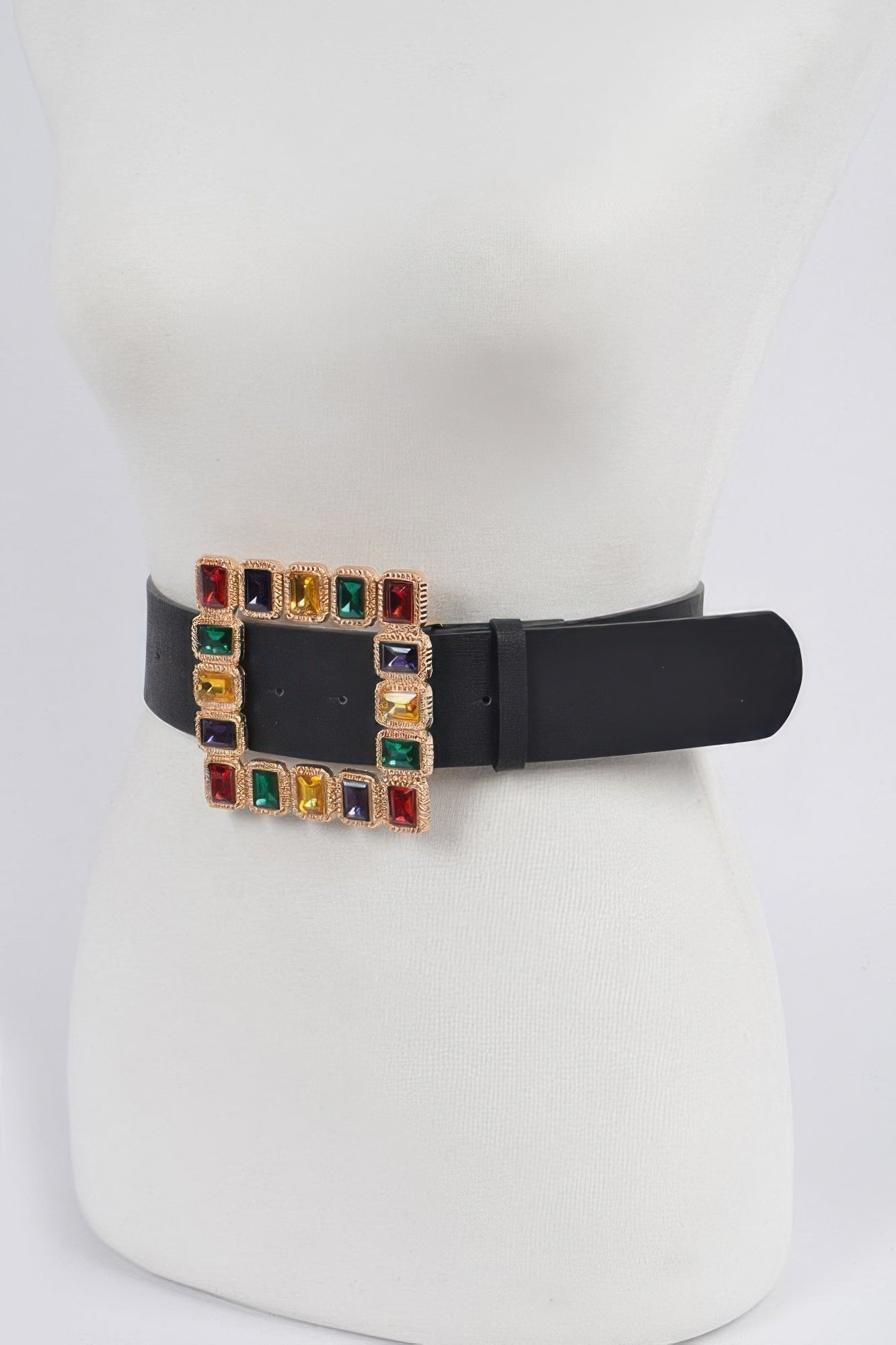 Plus Size Belt with Multicolor Gemstone Buckle Secondary image