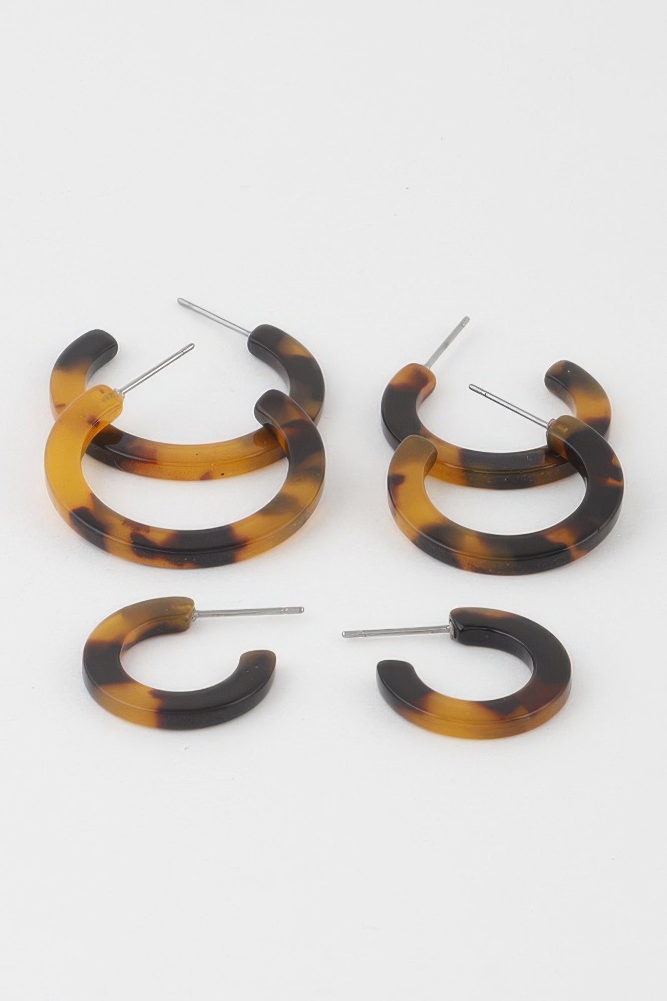 Brown Marbled Hoop Earrings Set Secondary image