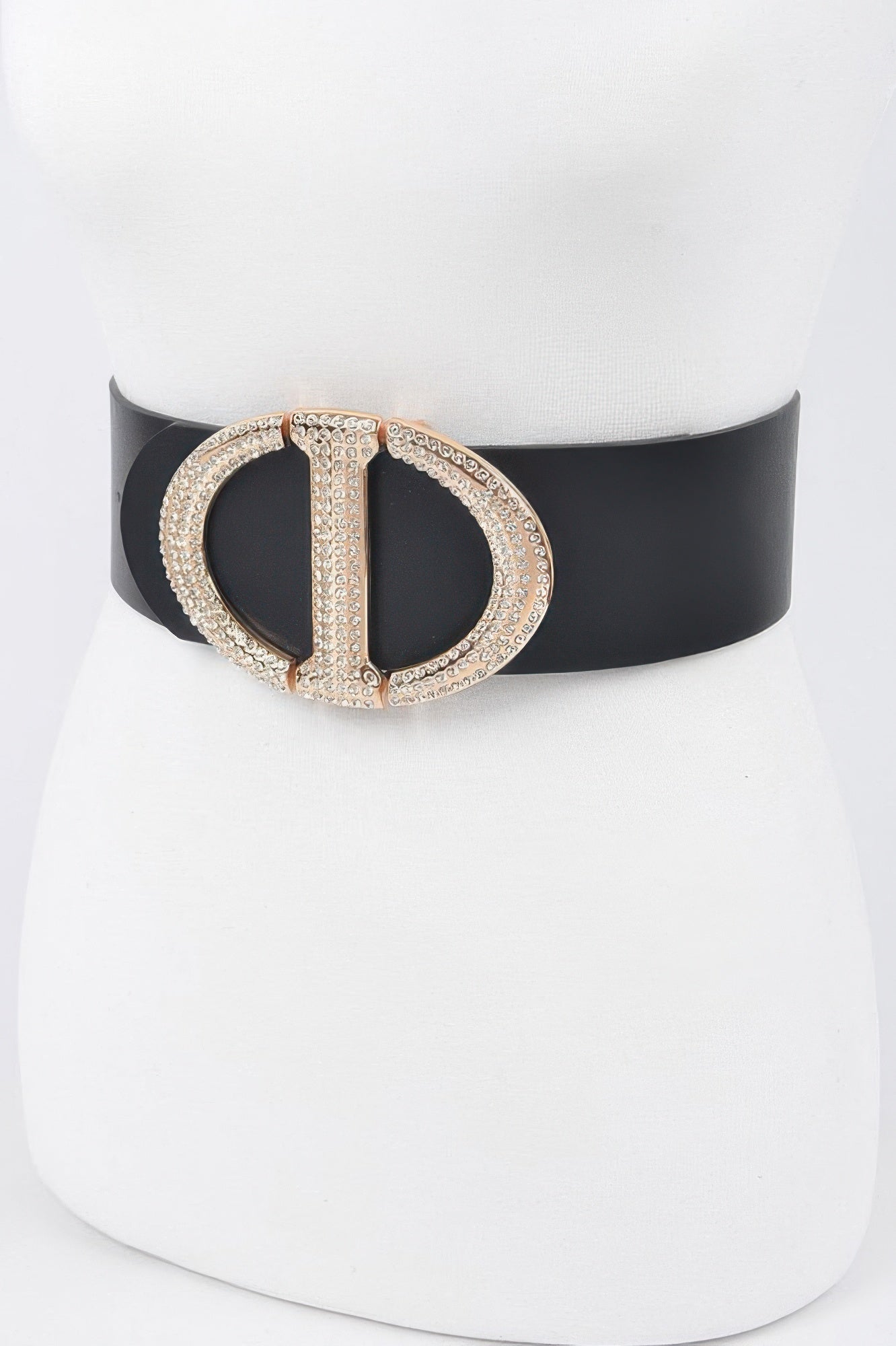 Wide Waist Belt with Rhinestone Buckle Secondary image