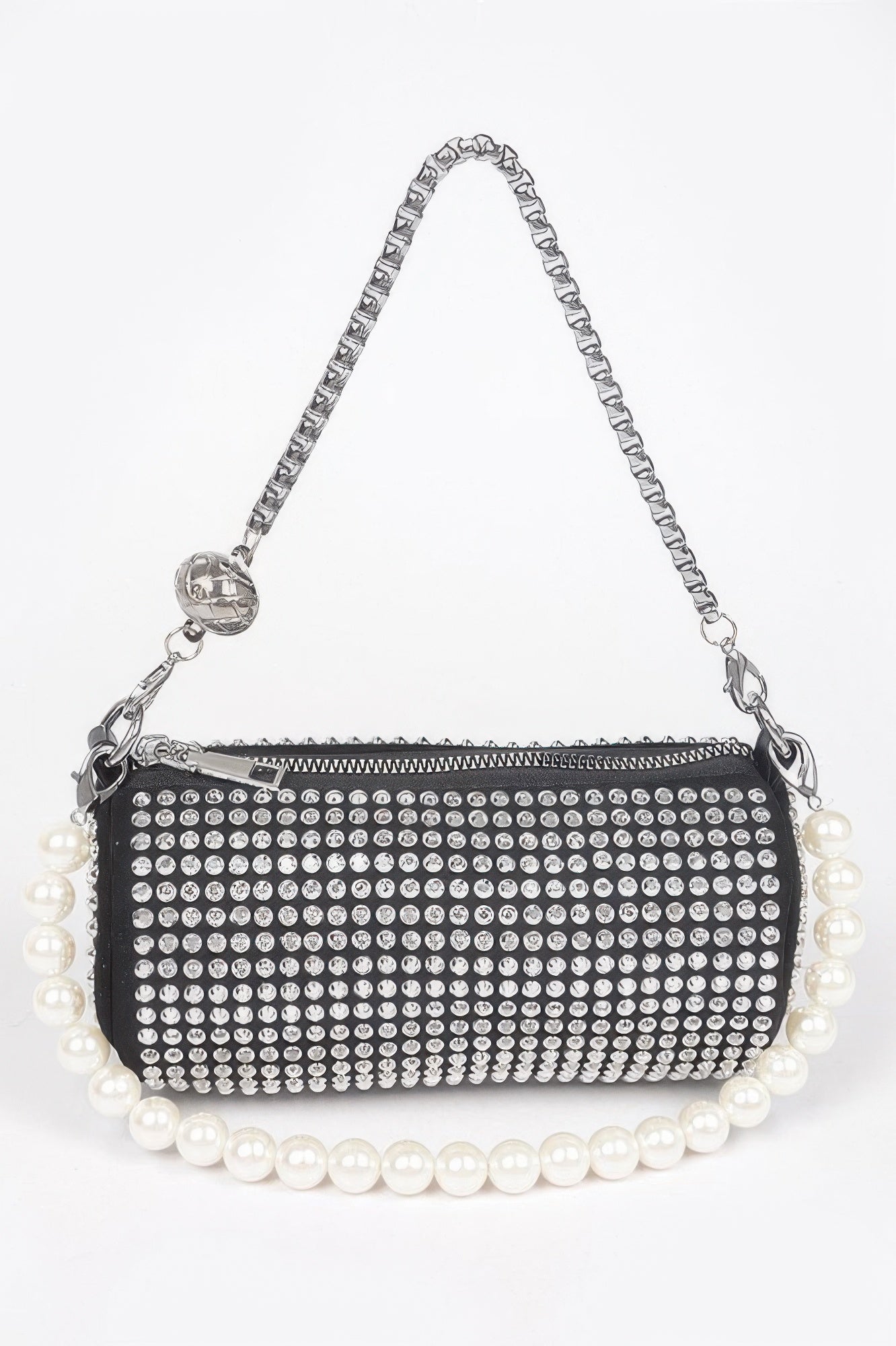 Black Rhinestone Pearl Handle Shoulder Bag Secondary image