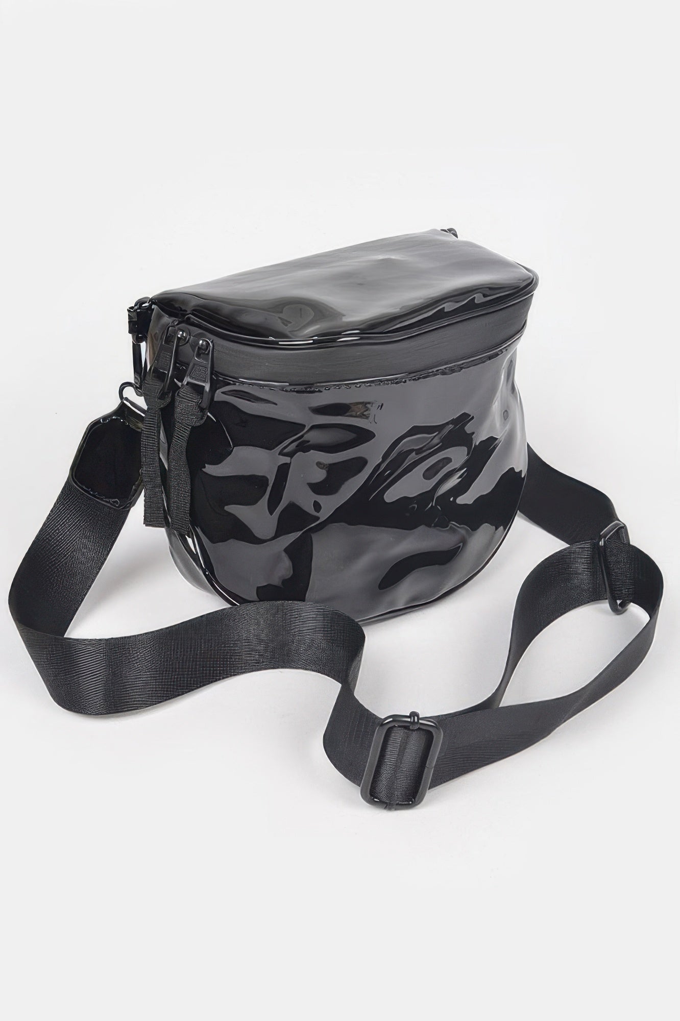 Glossy Enamel Belt Bag with Mixed Metal Accents Secondary image