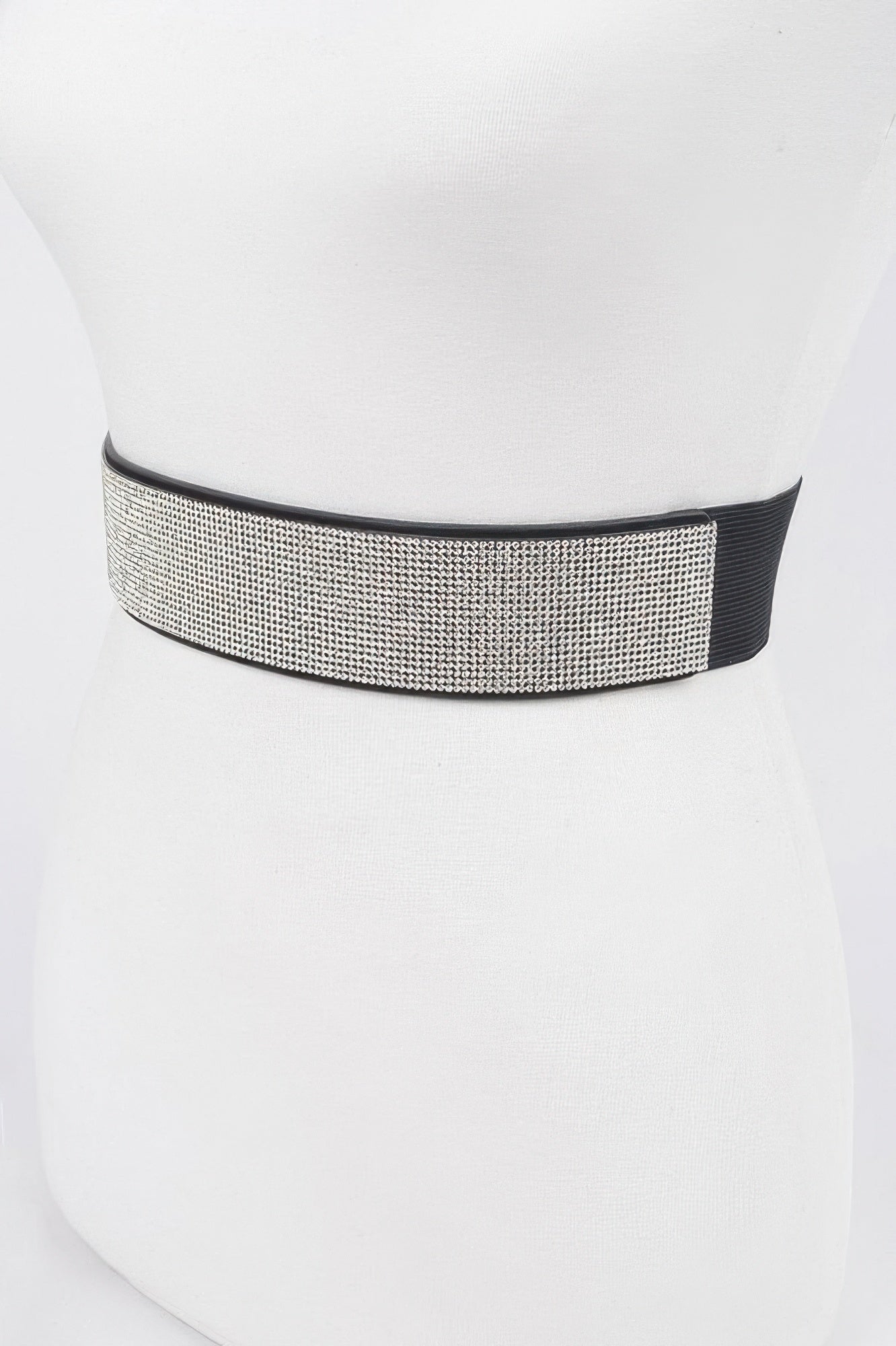 Black and Clear Rhinestone Stretch Belt Secondary image