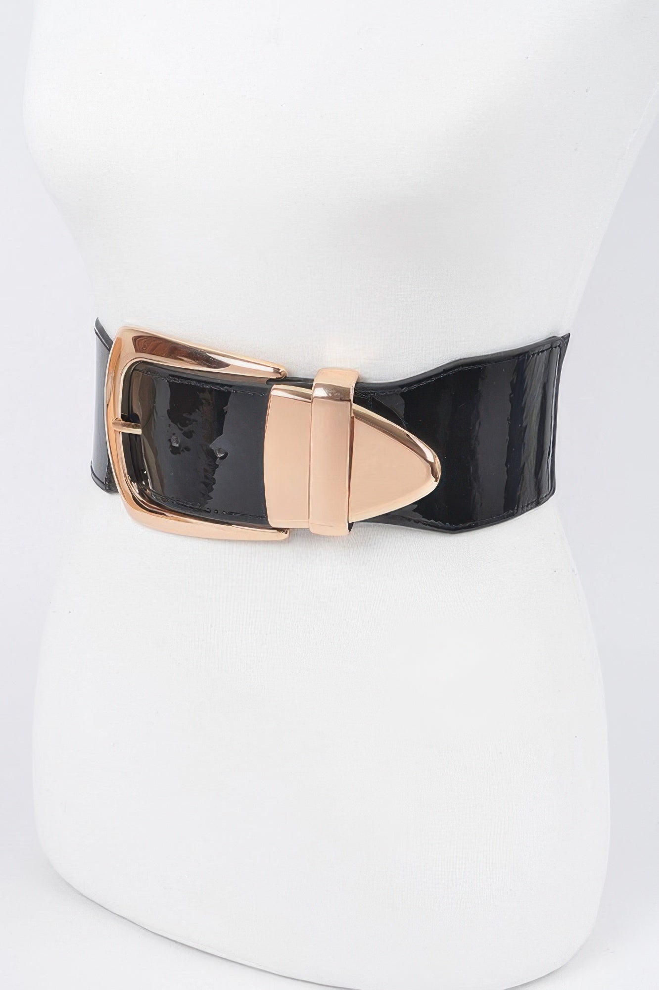 Wide Enamel Plus-Size Belt with Mixed-Metal Buckle Secondary image