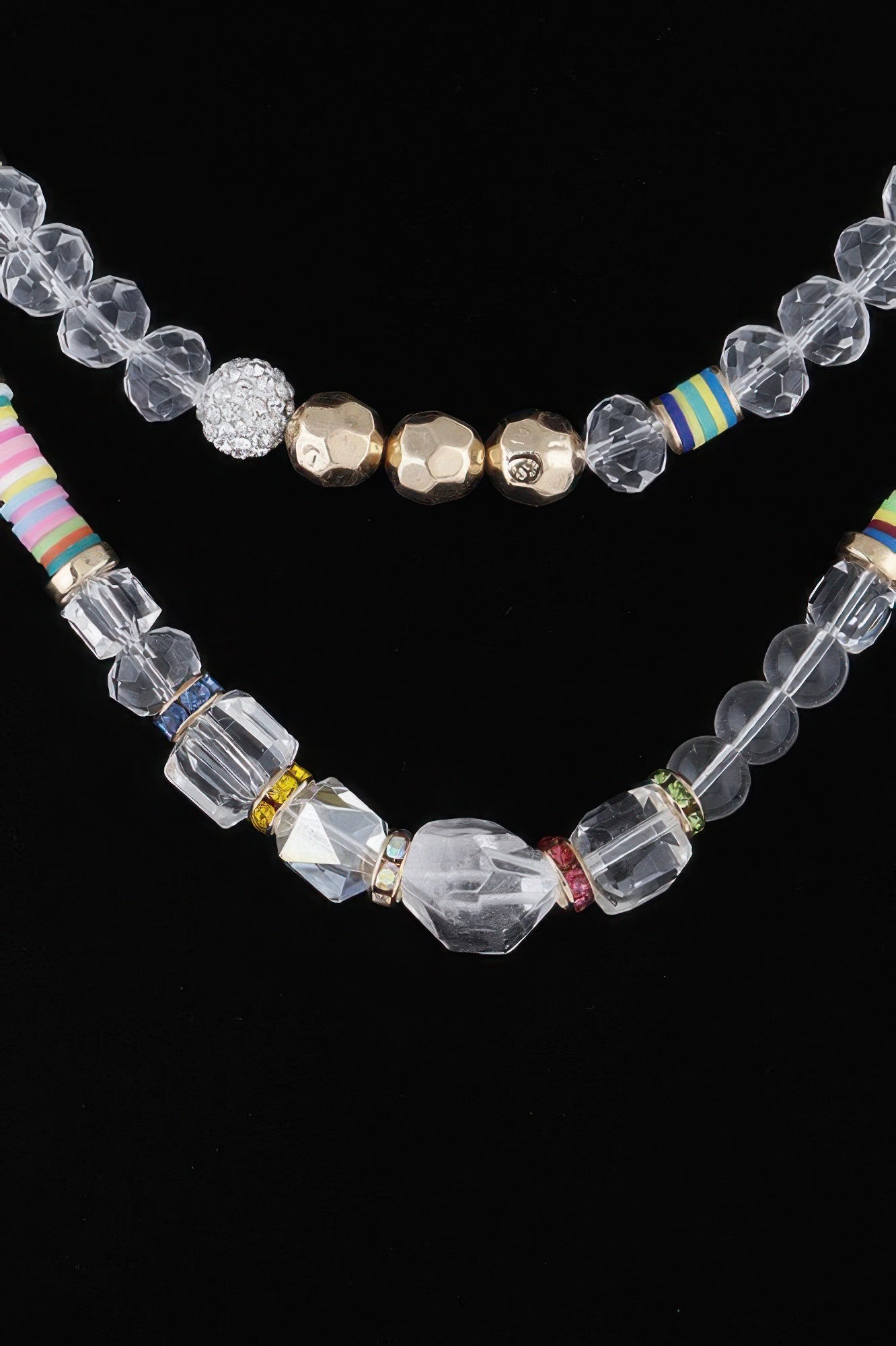 Clear Crystal-Inspired Beaded Necklace with Colorful Accents Secondary image