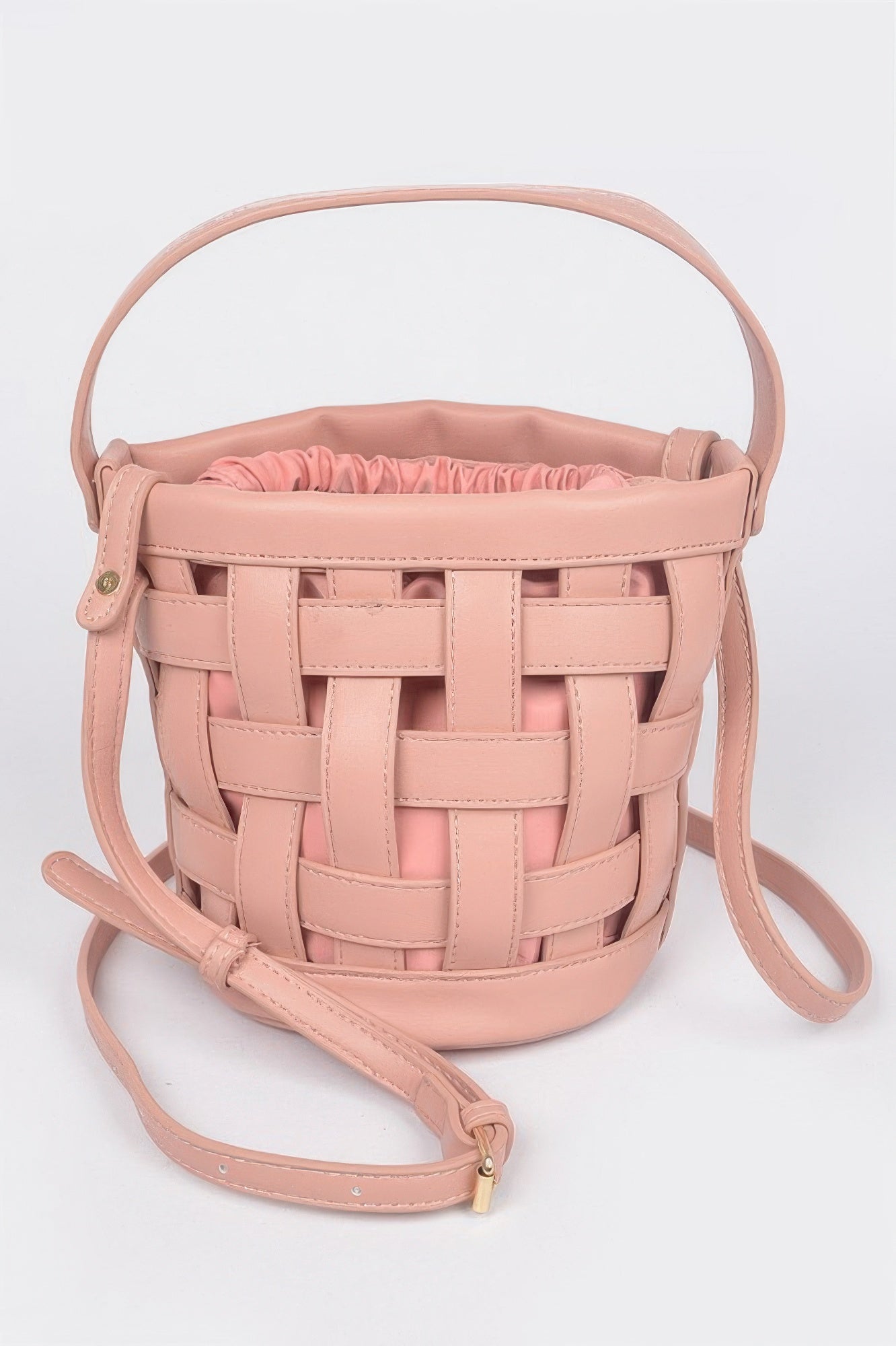Woven Faux Leather Bucket Crossbody Bag Secondary image