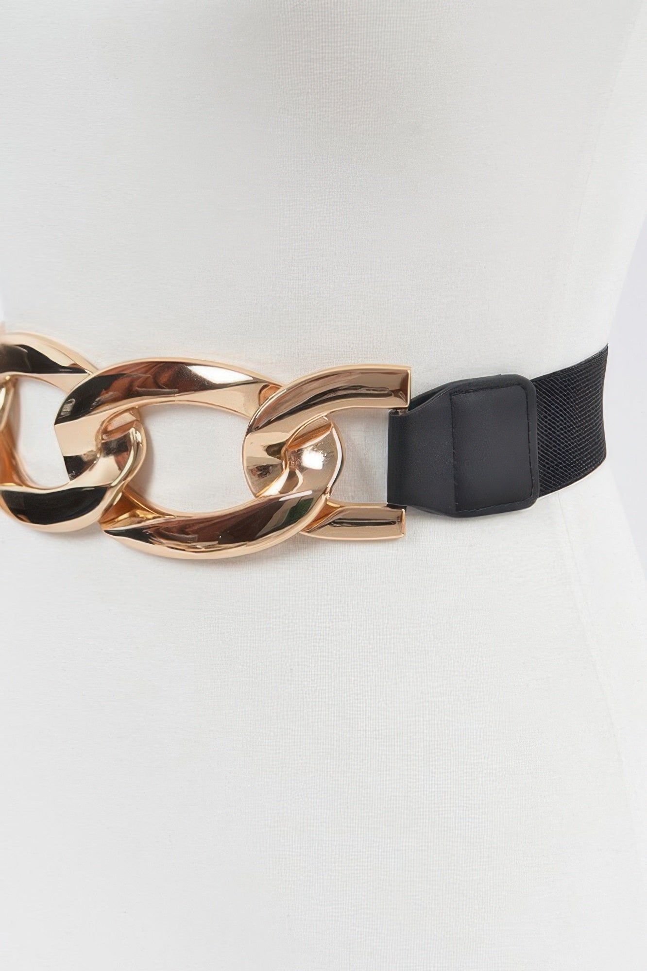 Black and Gold Oversized Chain Elastic Belt Secondary image
