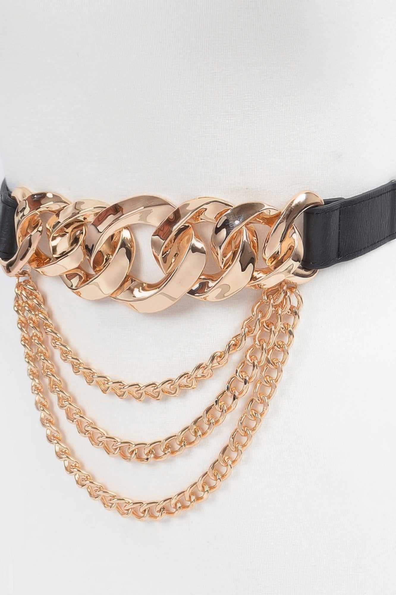 Black and Gold Layered Chain Waist Belt Secondary image