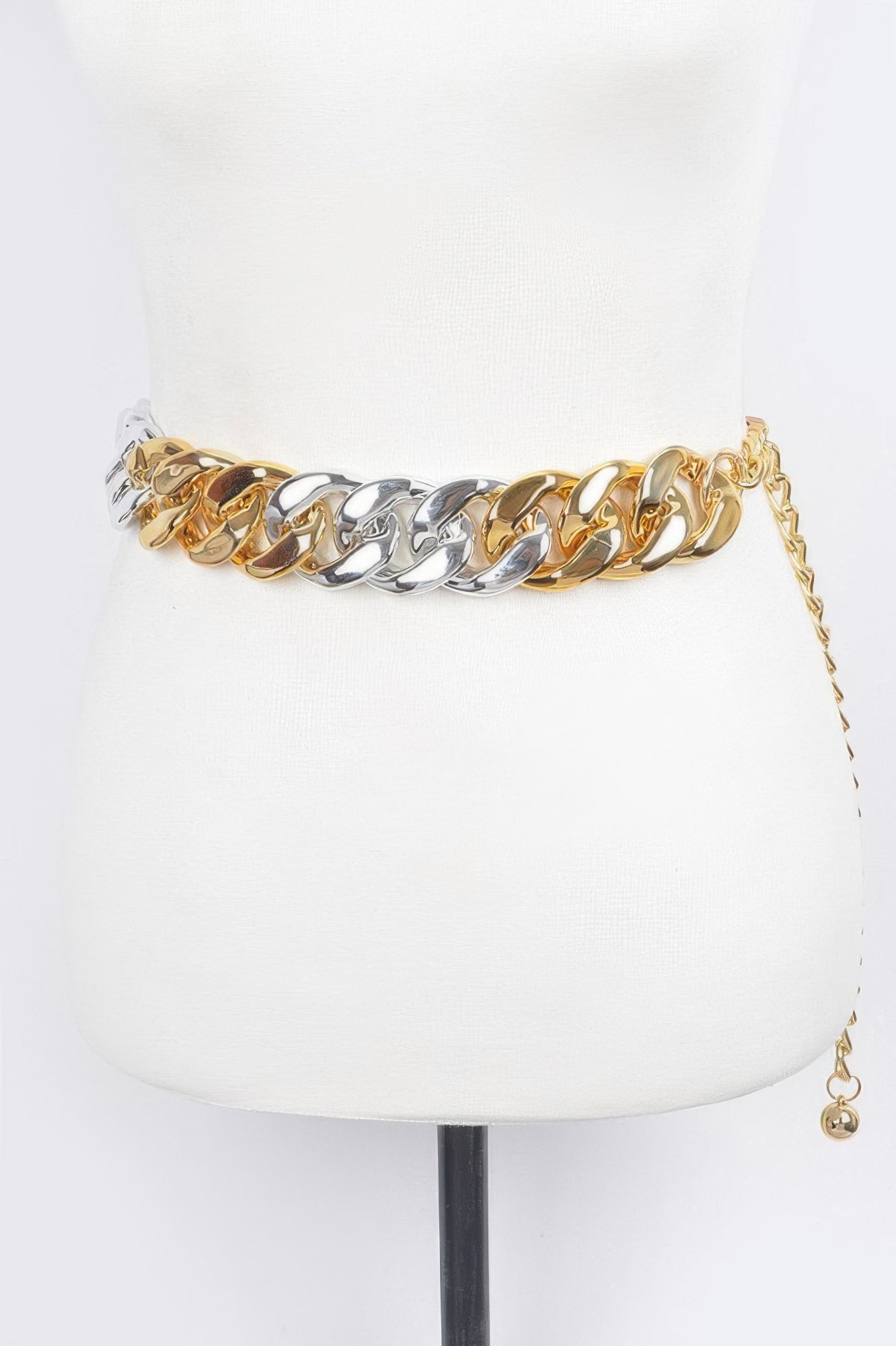 Oversized Two-Tone Chain Stretch Belt Secondary image