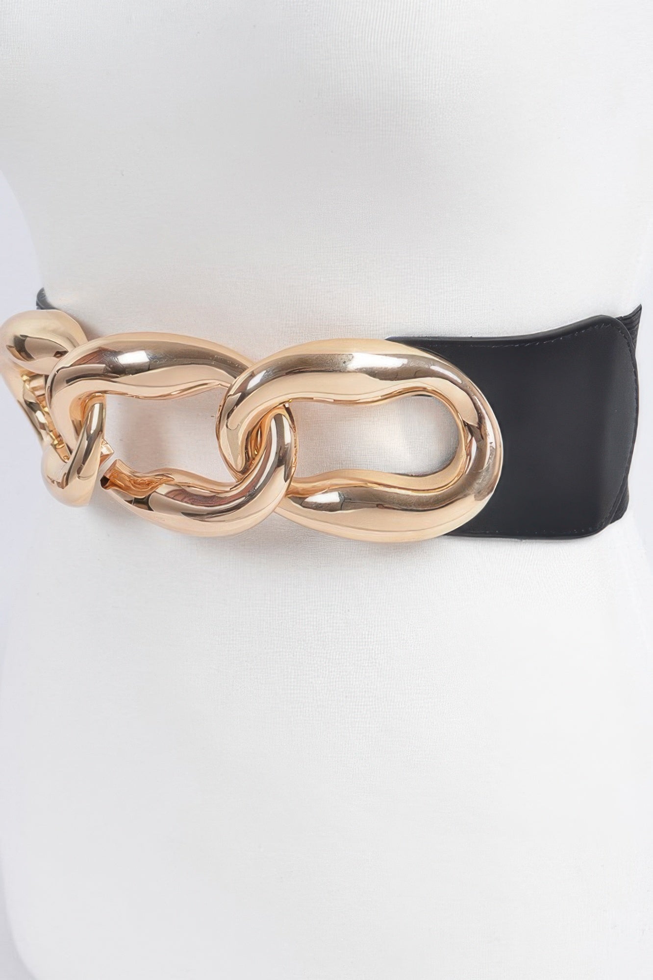 Black Elastic Belt with Oversized Chain Detail Secondary image