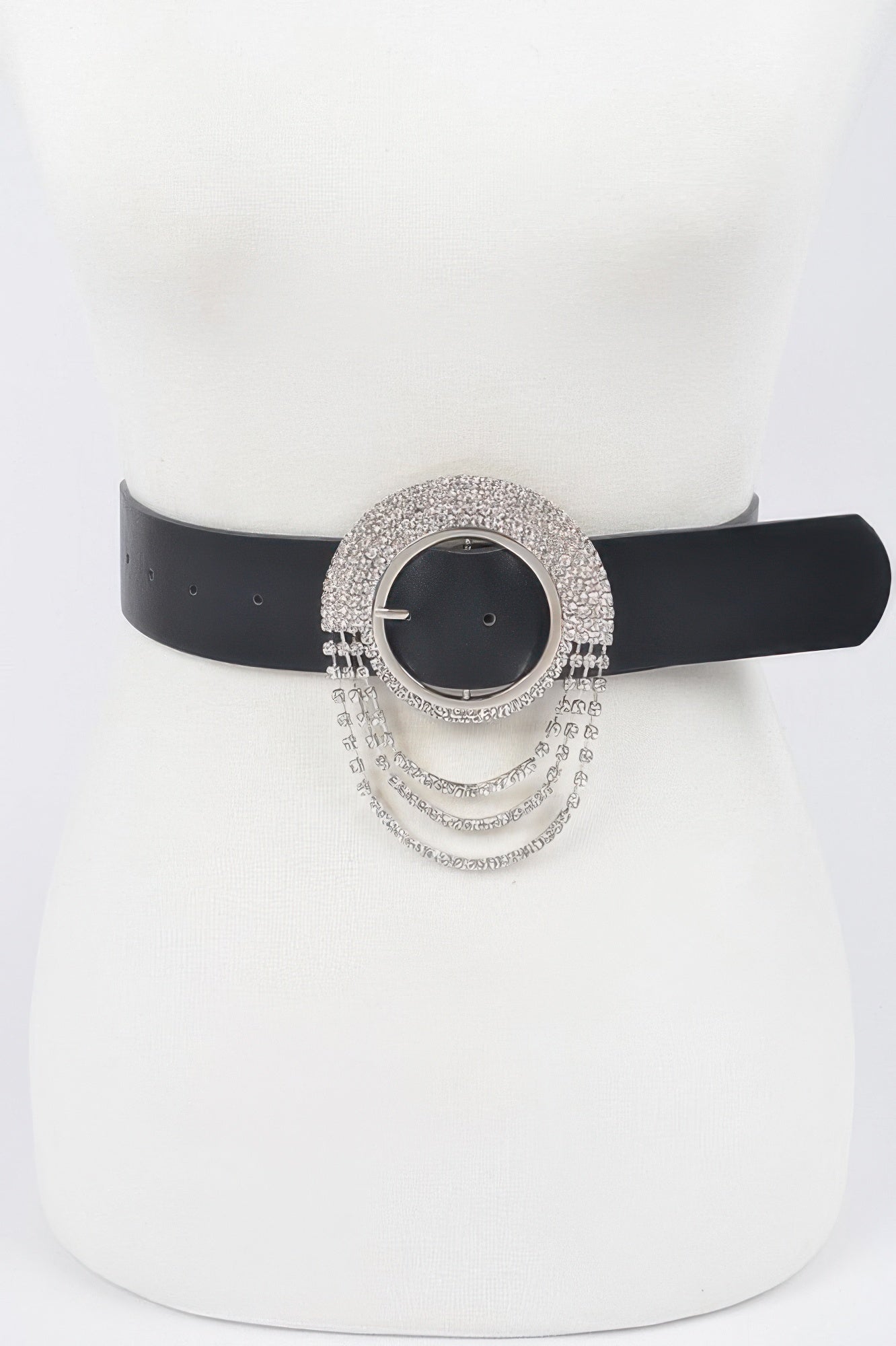 Plus Size Wide Rhinestone Round Buckle Belt Secondary image