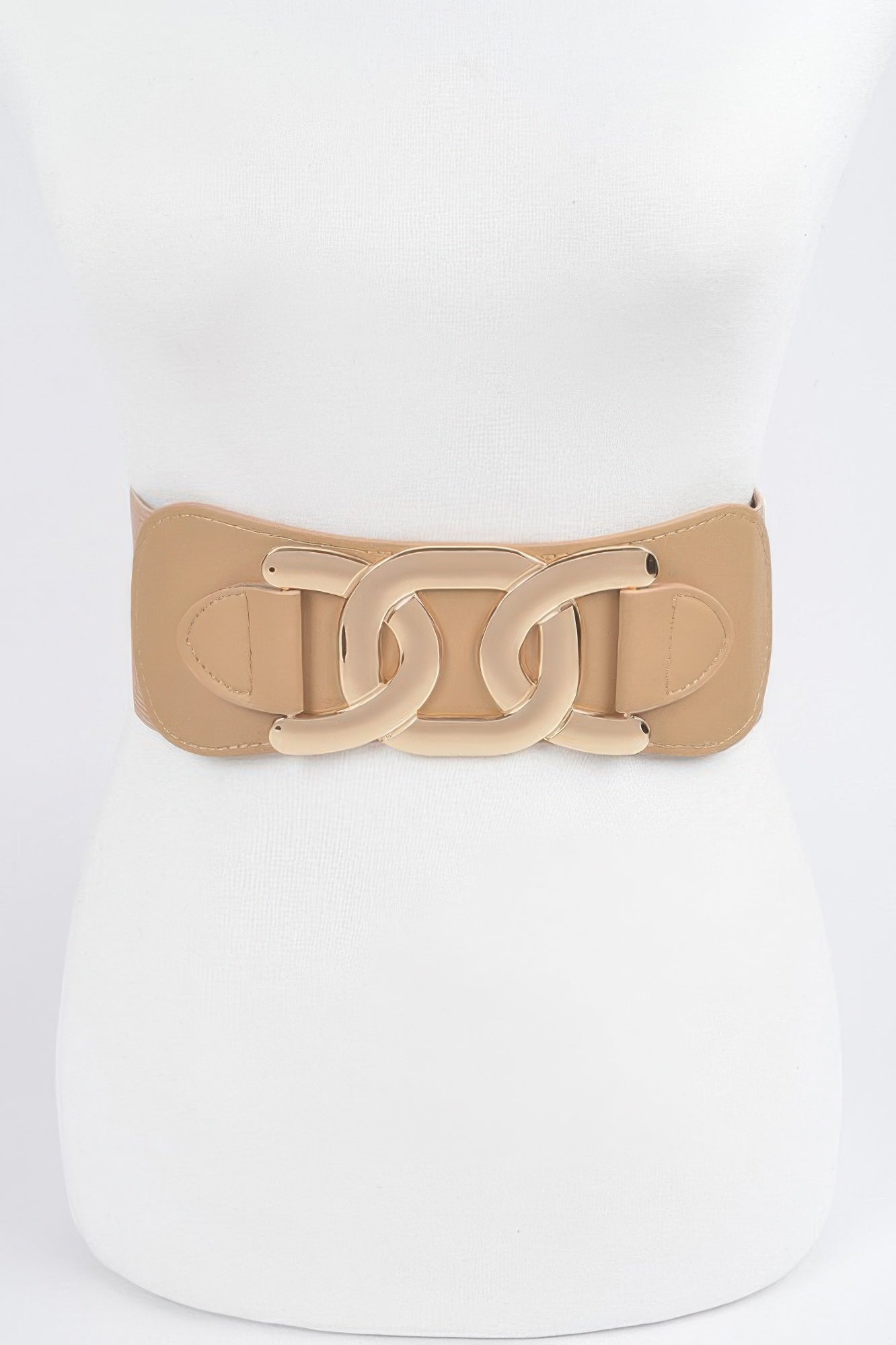 Wide Elastic Belt with Interlocking Metal Buckle Secondary image