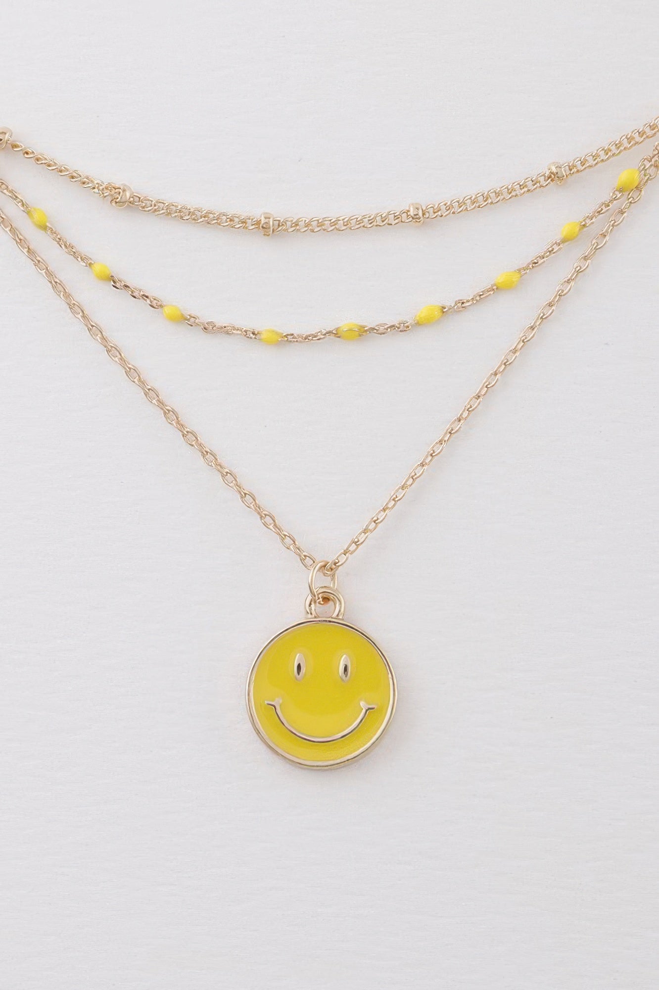 Layered Happy Face Pendant Necklace Secondary image