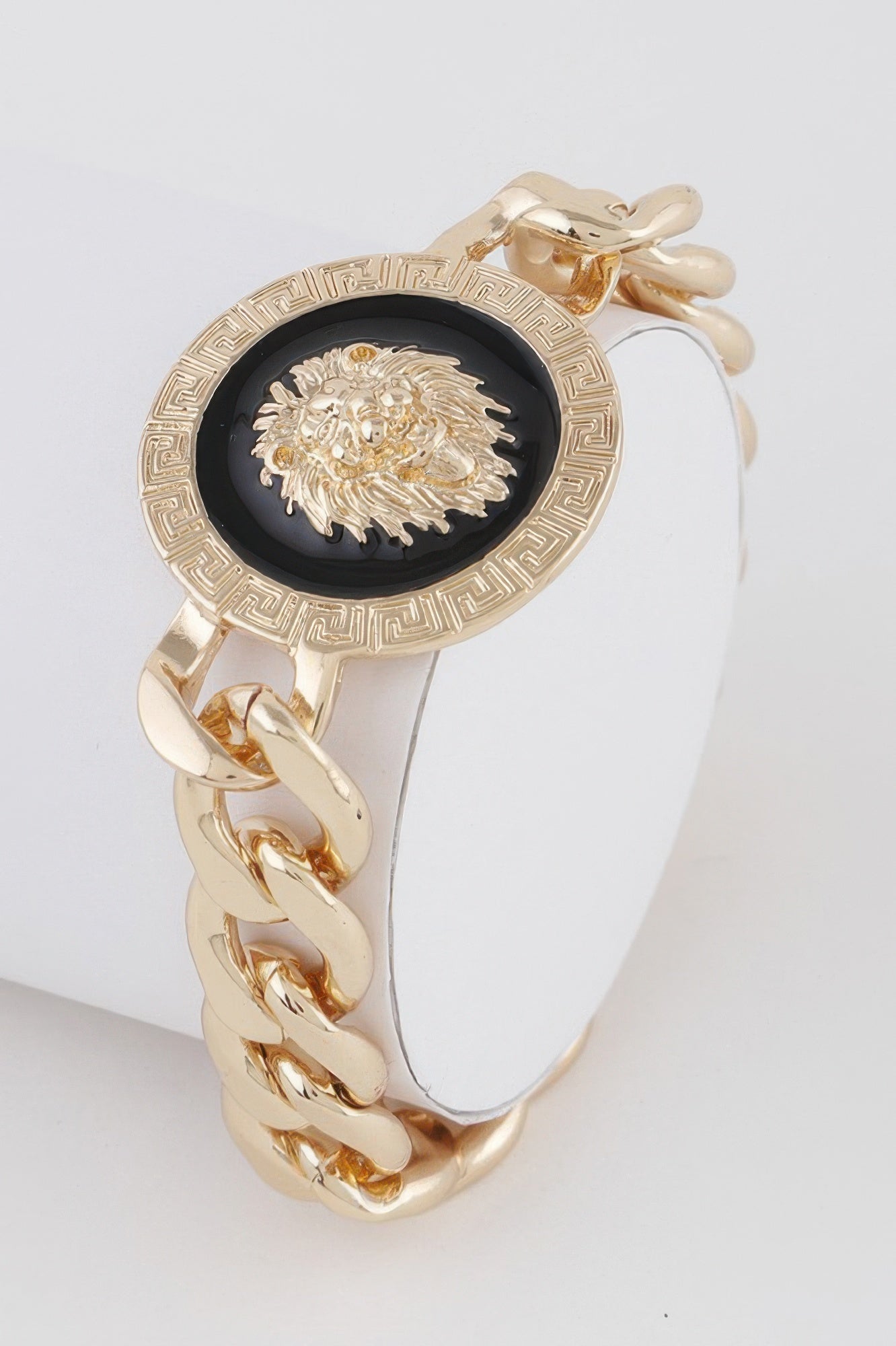 Gold and Black Lion Medallion Chain Bracelet Secondary image