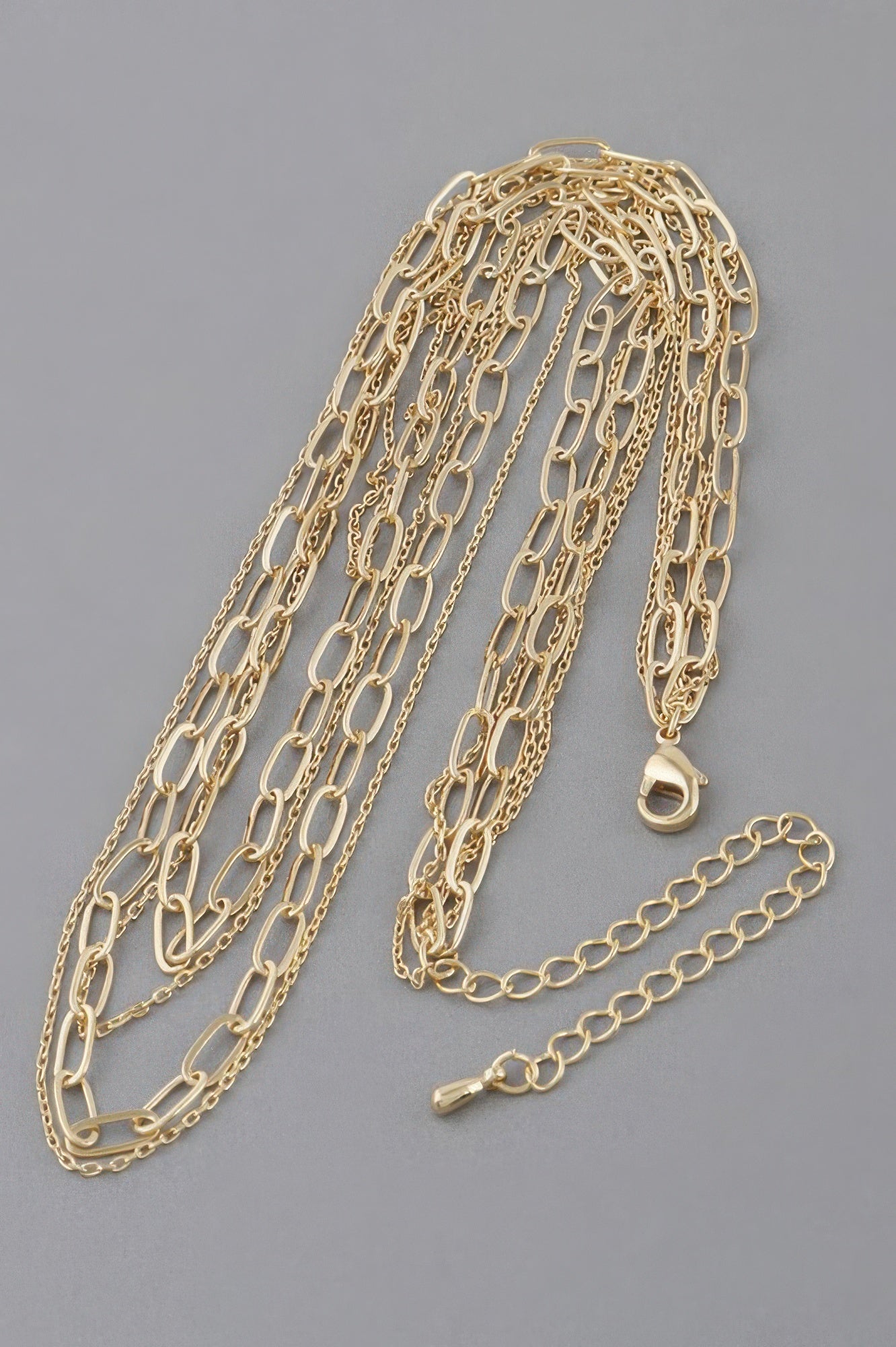 Silver Layered Chain Necklace with Link Details Secondary image