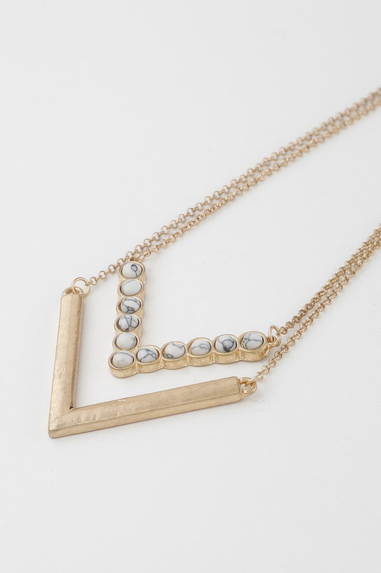 V-Shaped Stone Accent Layered Necklace Secondary image