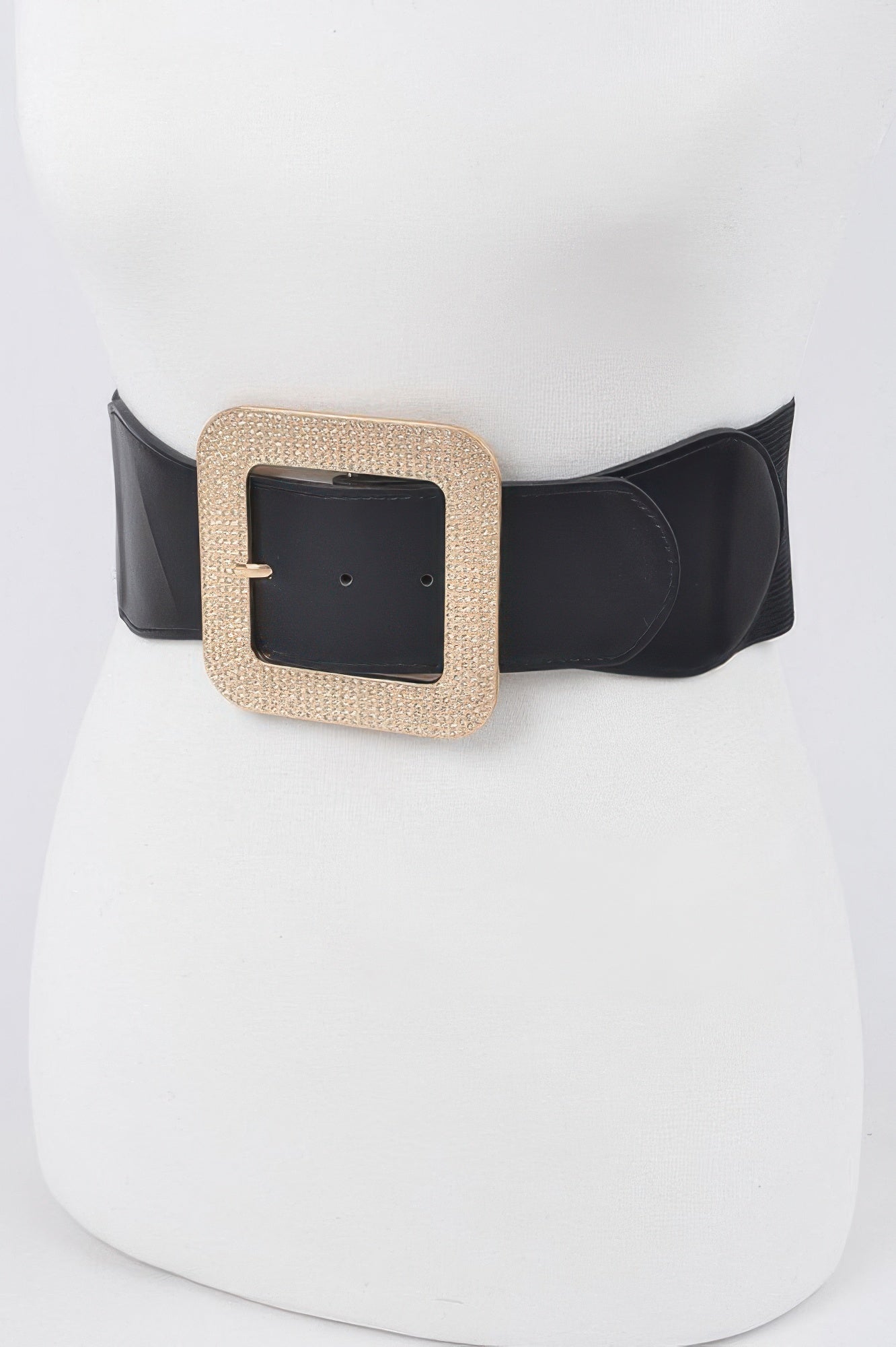 Plus Size Elastic Belt with Rhinestone Square Buckle Secondary image