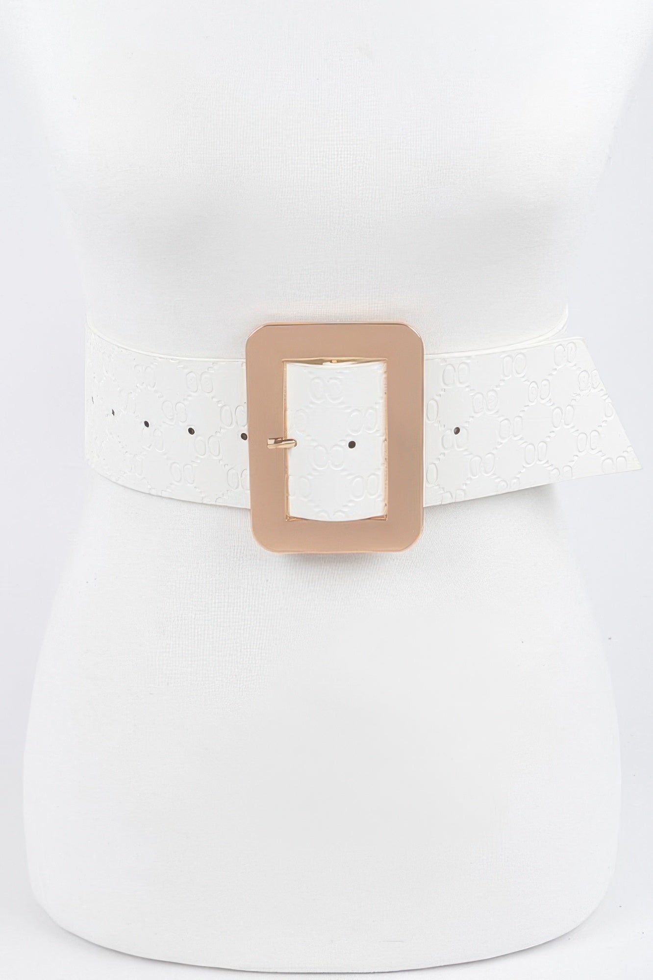 Embossed Wide Belt with Oversized Metal Buckle Secondary image