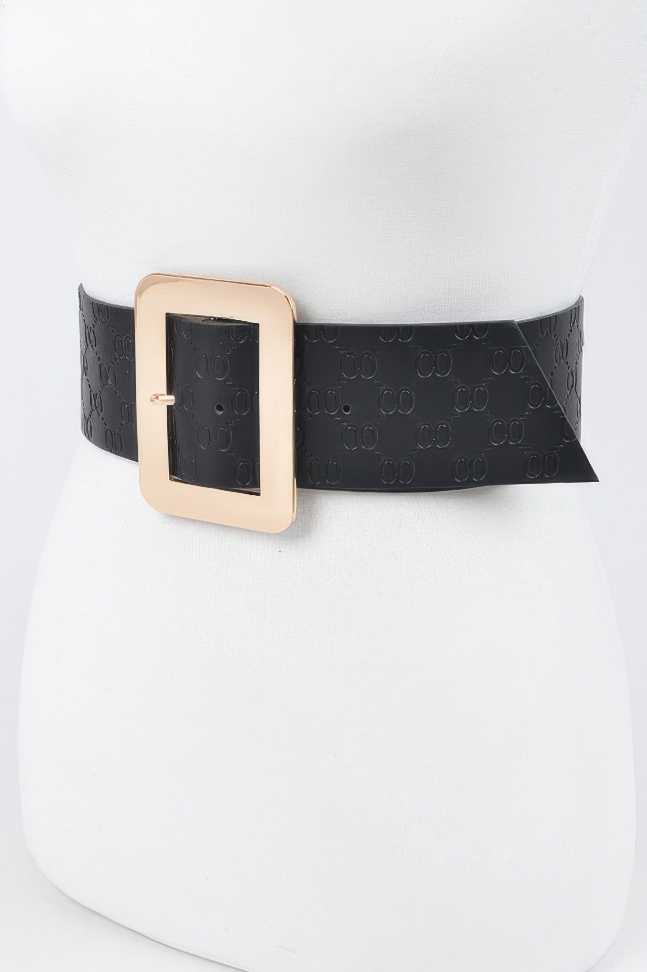 Embossed Statement Belt with Oversized Metal Buckle Secondary image