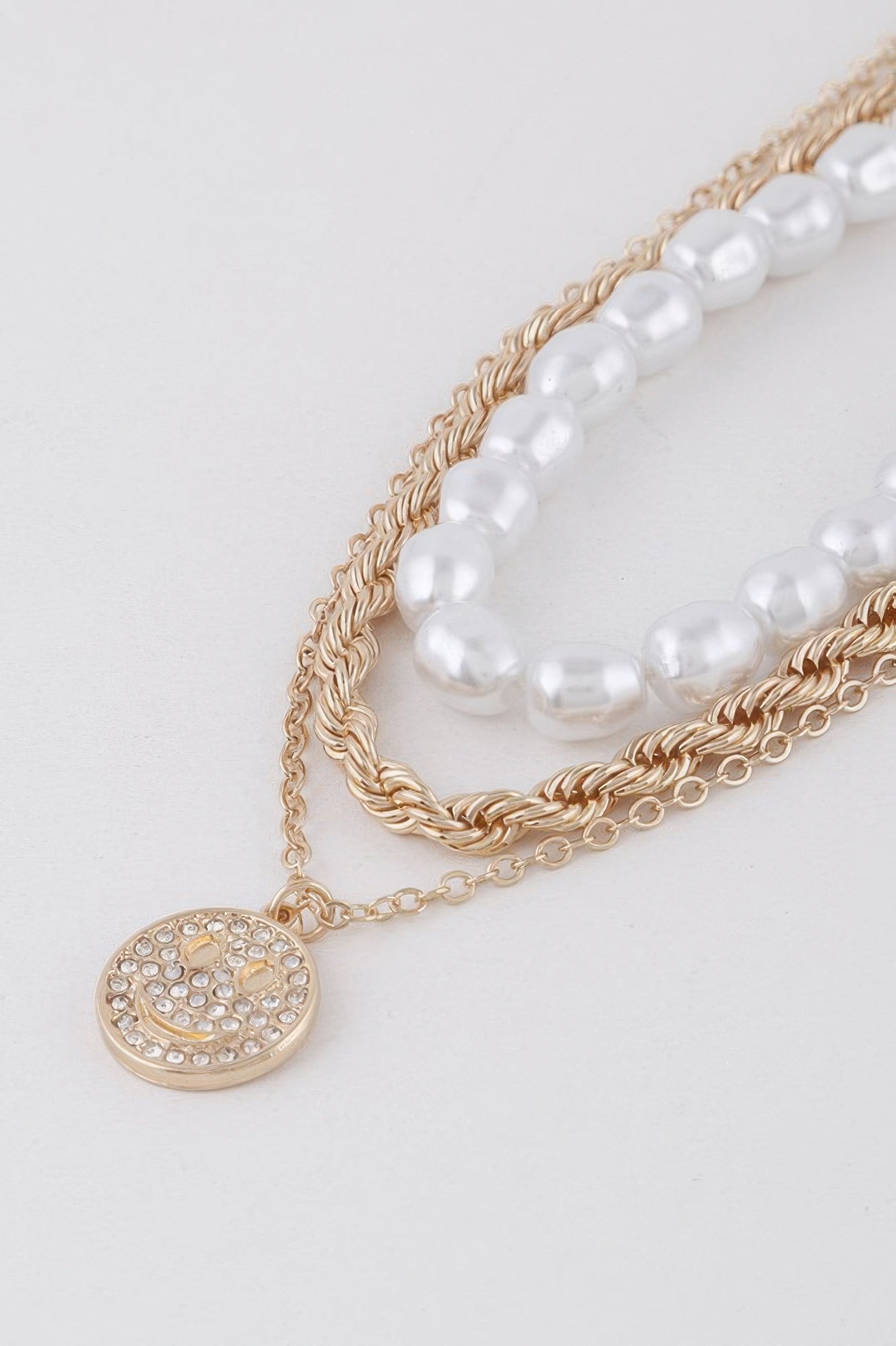 Layered Pearl Accent Necklace with Mixed Gold Chains Secondary image